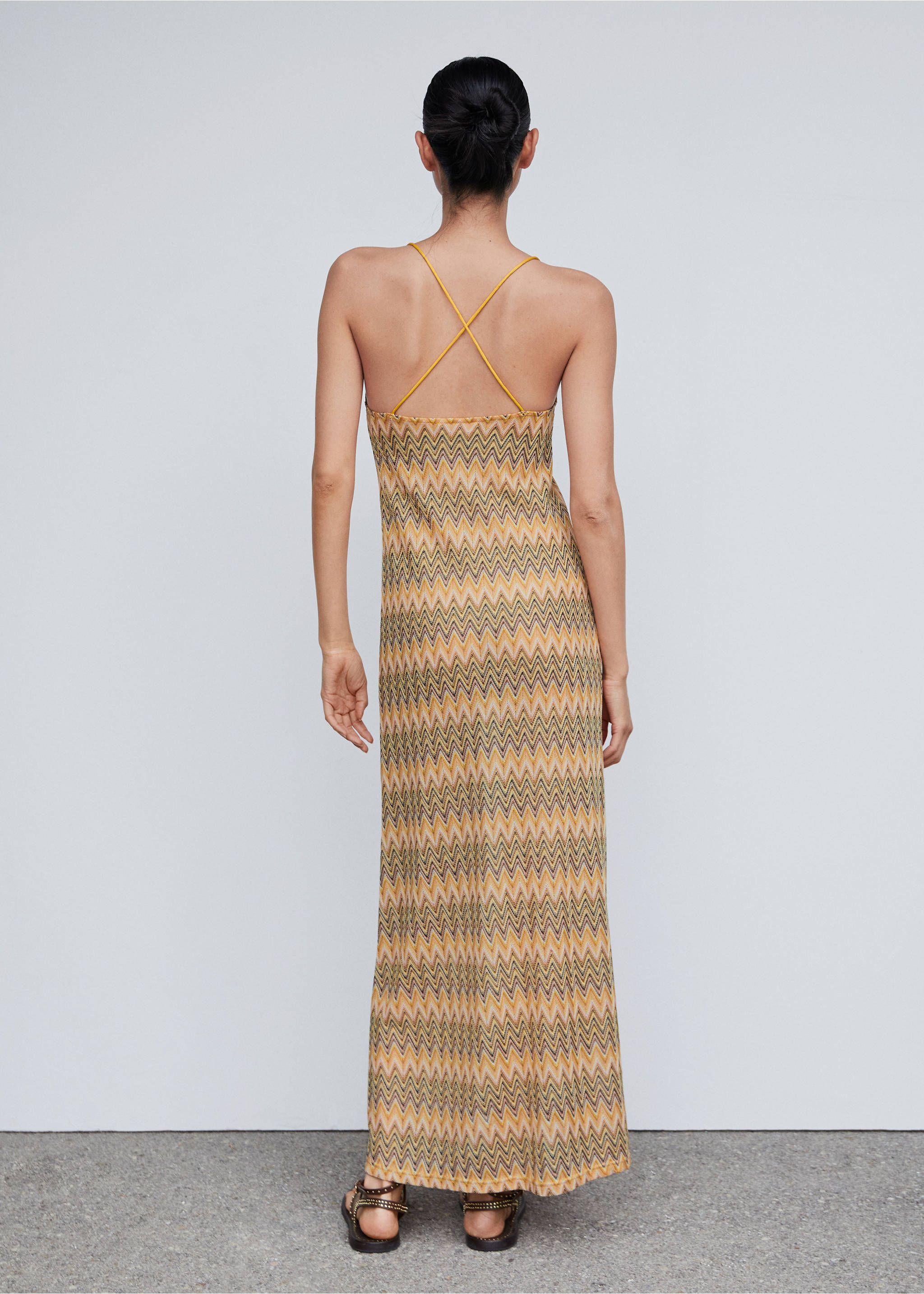 Geometric pattern dress - Reverse of the article, Yellow. Ref: 57012888-00.