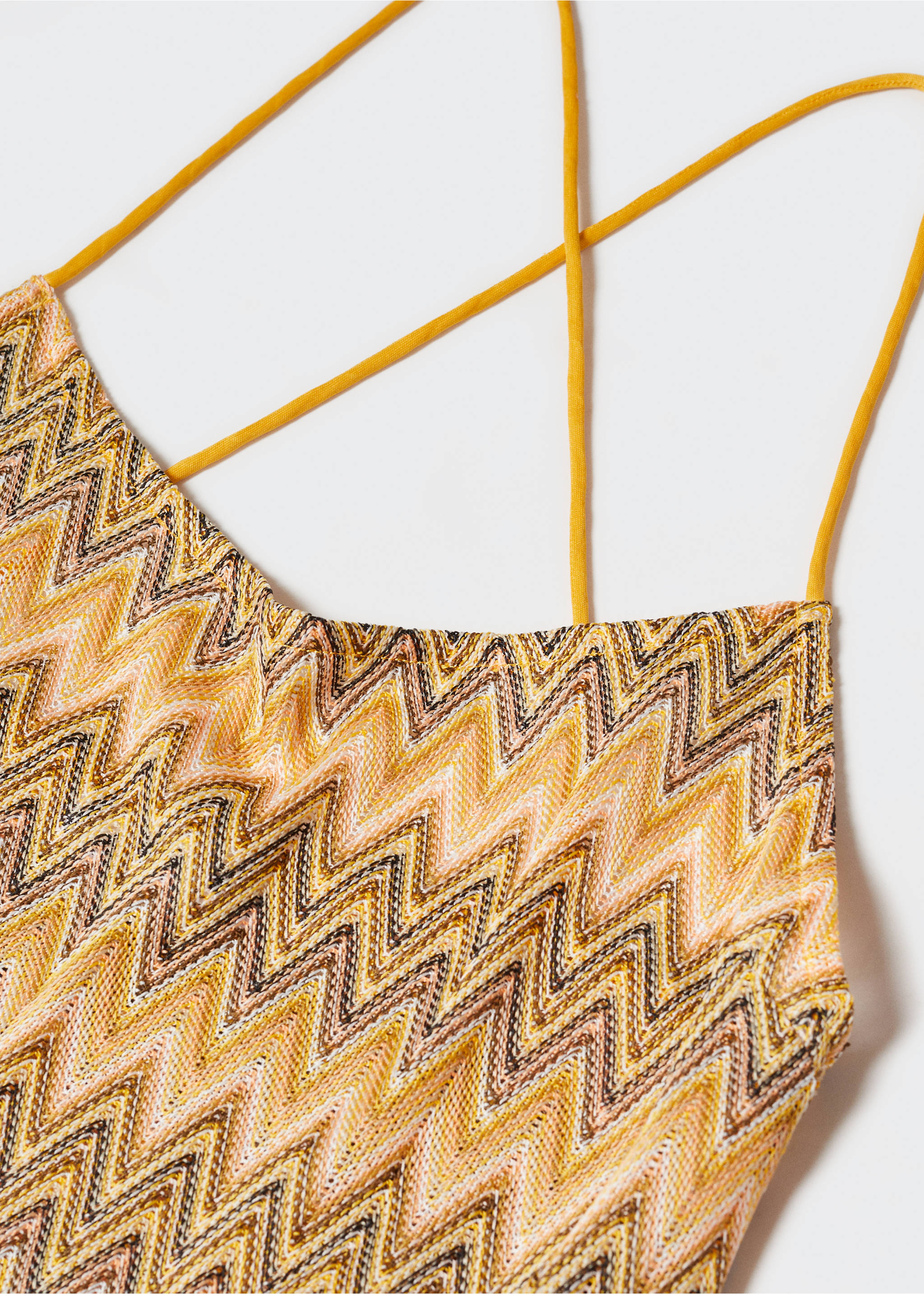 Geometric pattern dress - Details of the article 8, Yellow. Ref: 57012888-00.