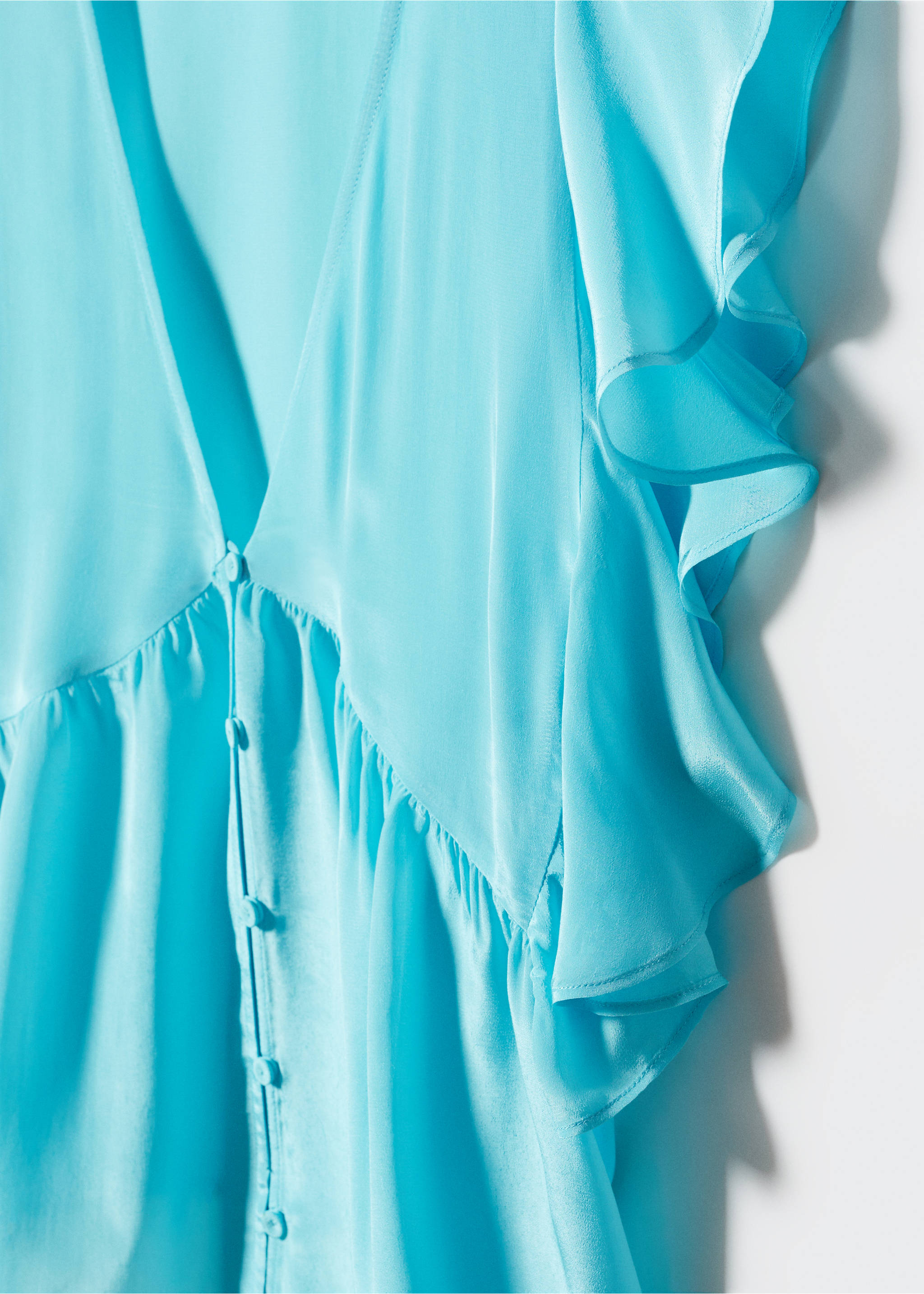 Ruffled blouse - Details of the article 8, Blue. Ref: 57012895-00.