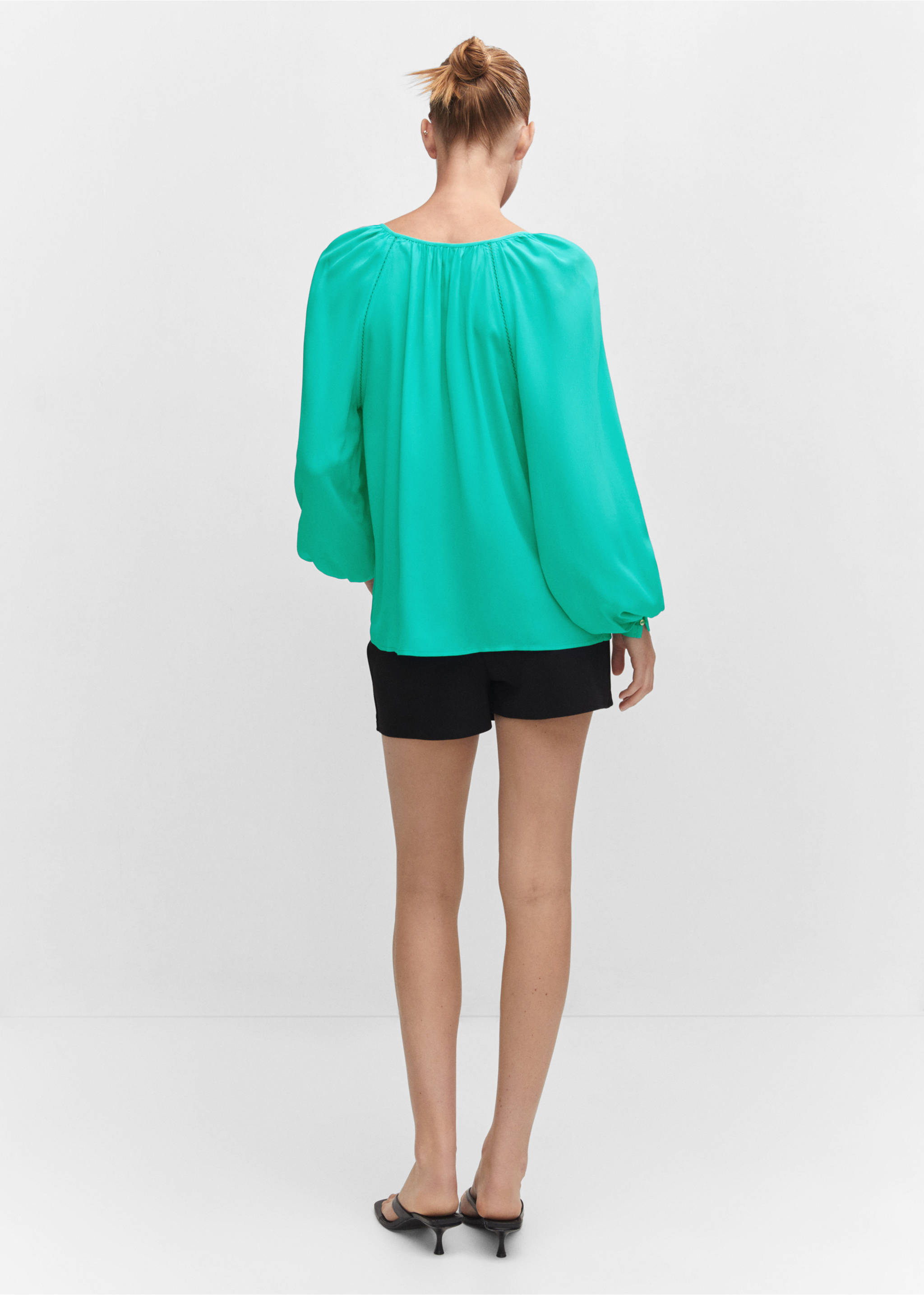 Blouse manches raglan - Verso de l’article, Turquoise. Ref: 57012897-00.
