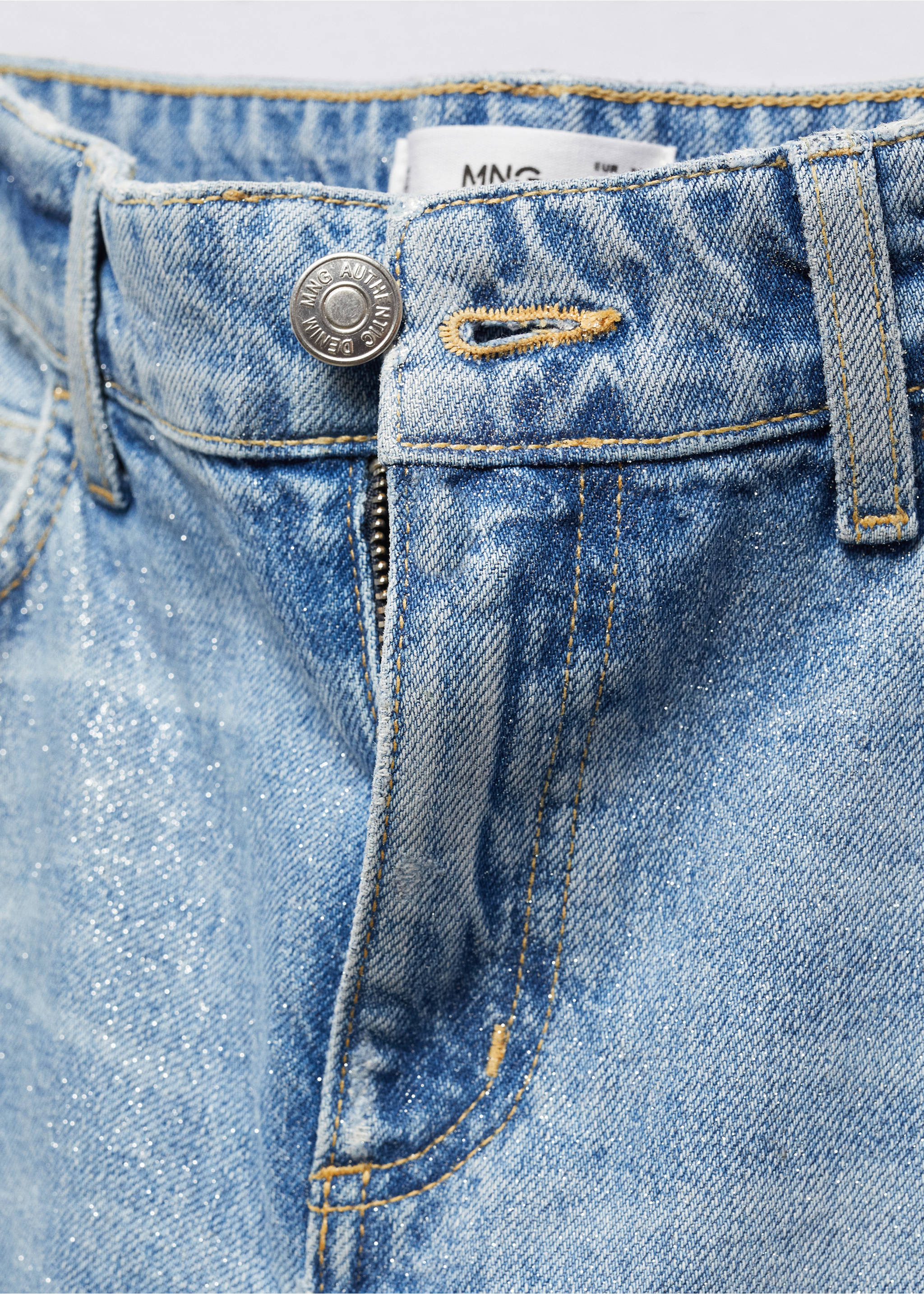 Gerade Jeams mit glänzendem Finish - Detail des Artikels 8, Mittelblau. Ref: 57012898-00.