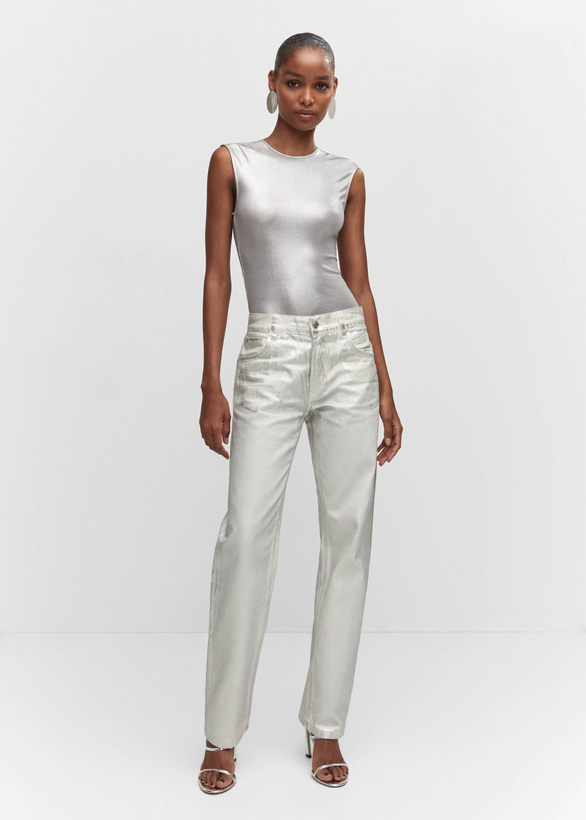 Metallic straight-leg jeans - General plane