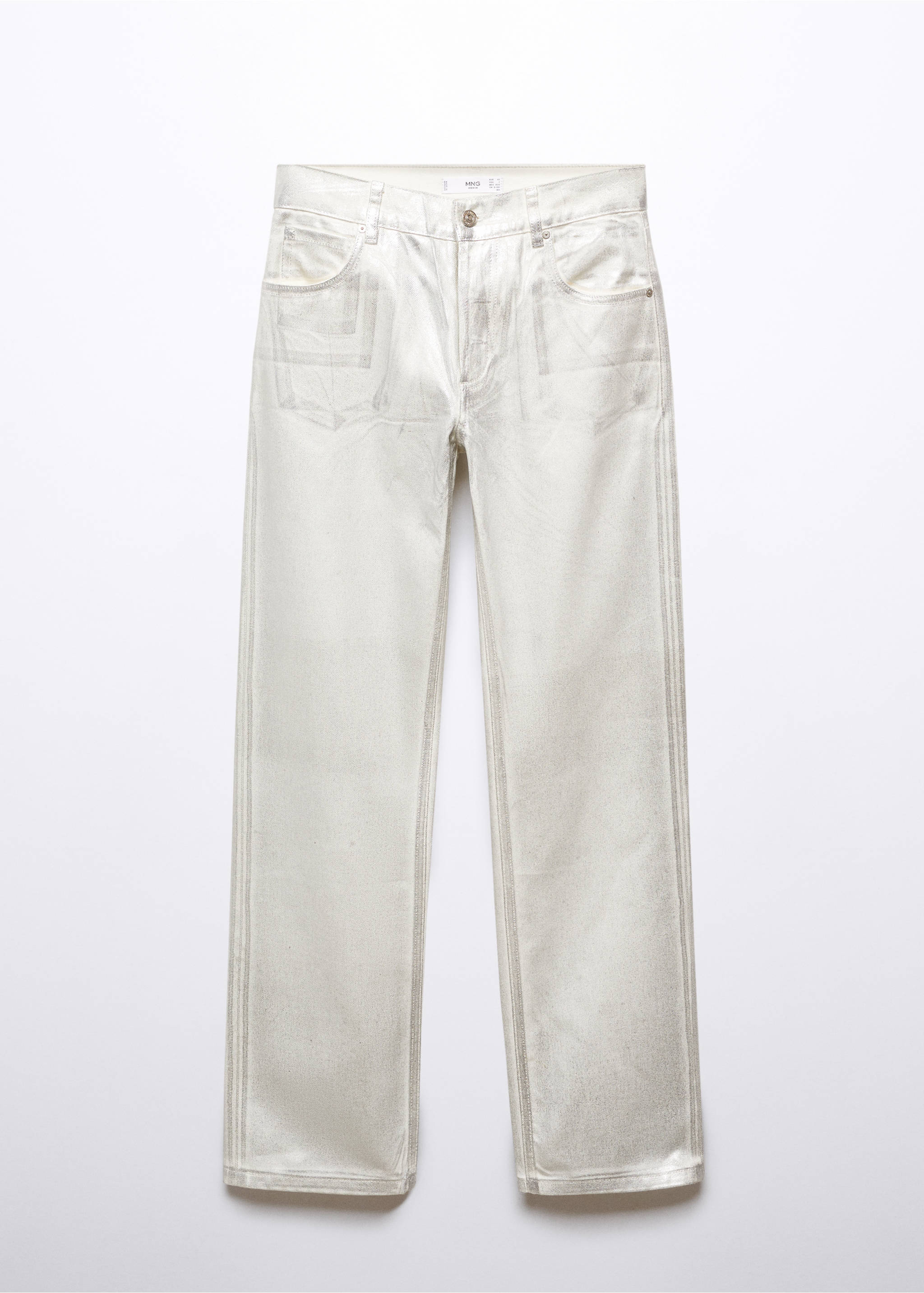 Metallic straight-leg jeans - Article without model, Silver. Ref: 57012899-00.
