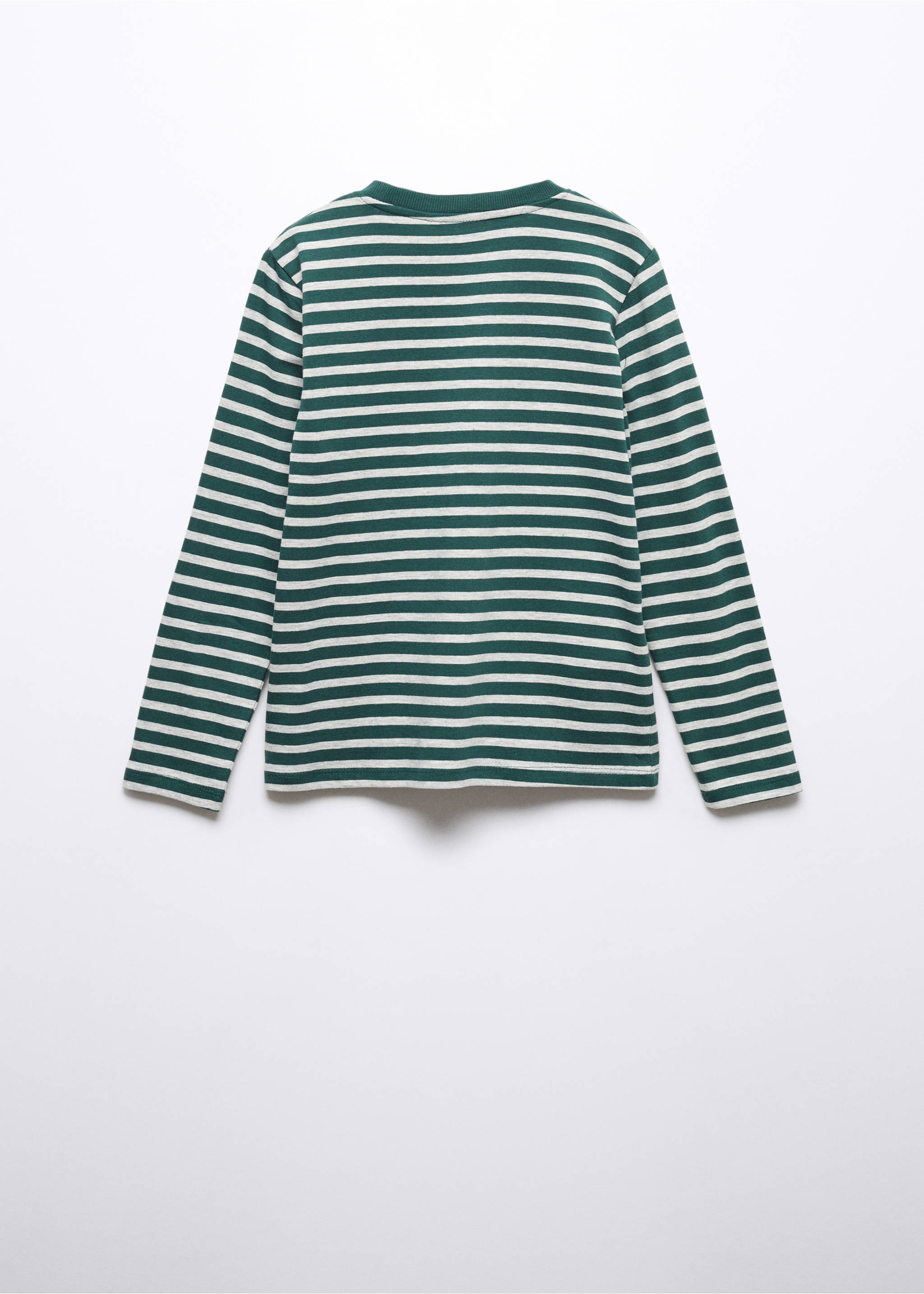 Langärmliges T-Shirt mit Streifen - Rückseite des Artikels, Dunkelgrün. Ref: 57013263-00.