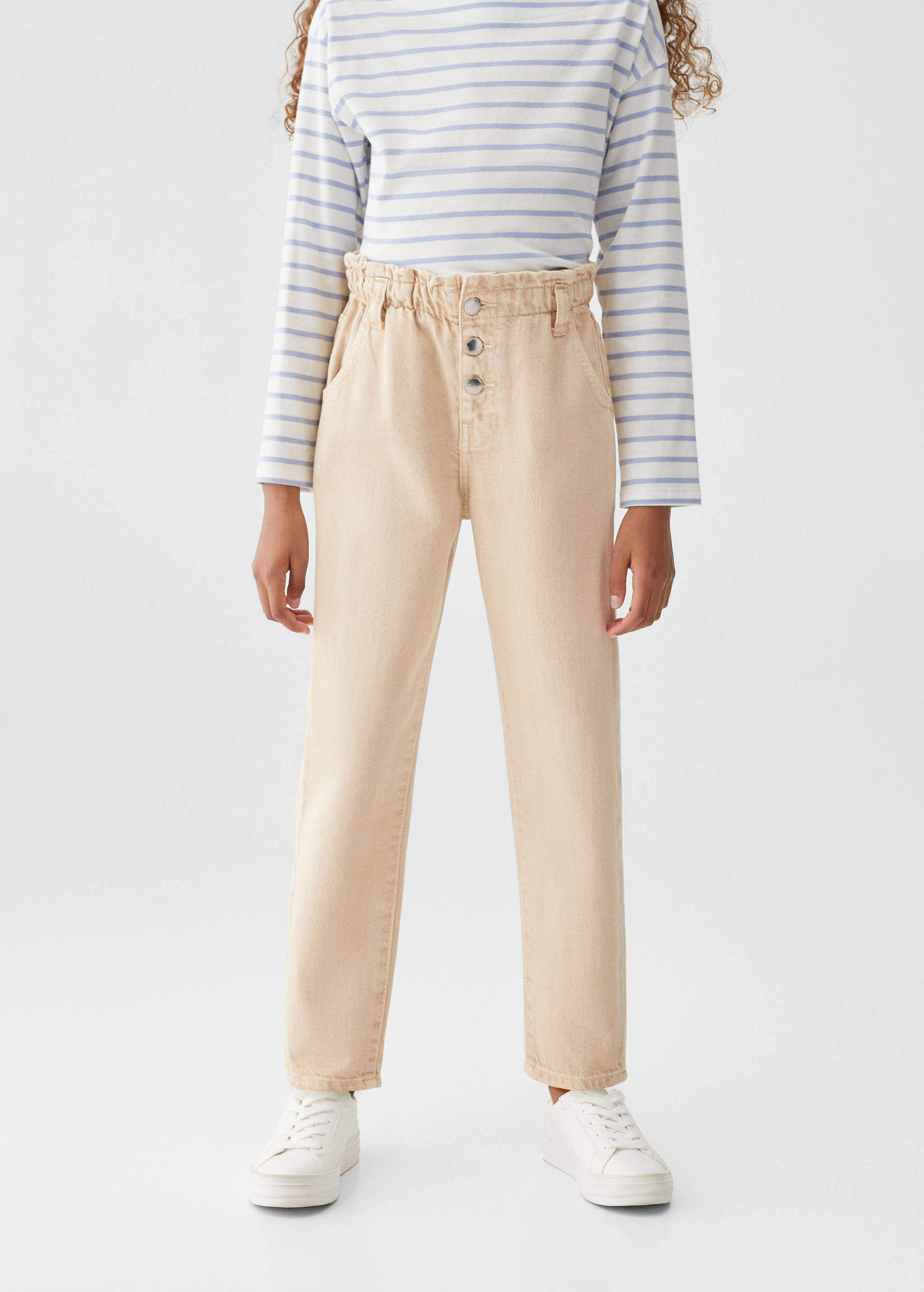 Paperbag-Jeans aus Baumwolle - Mittlere Ansicht