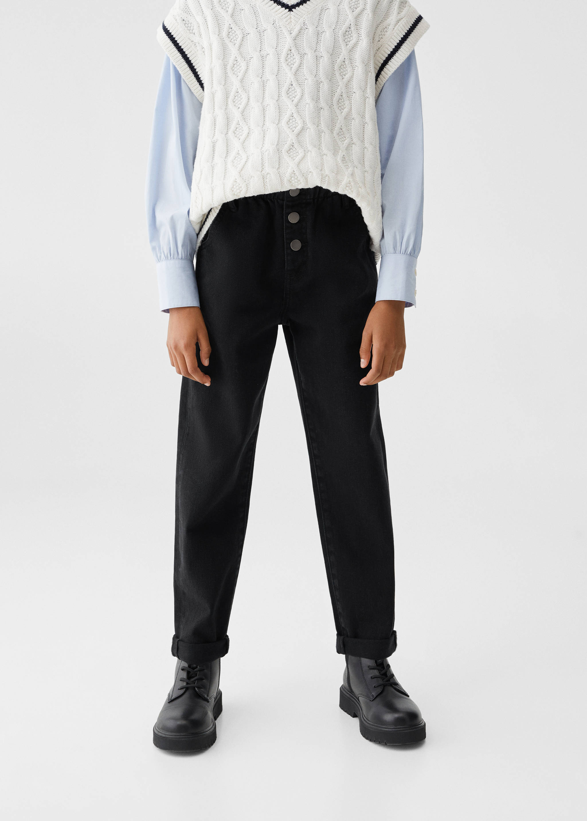 Paperbag-Jeans aus Baumwolle - Mittlere Ansicht