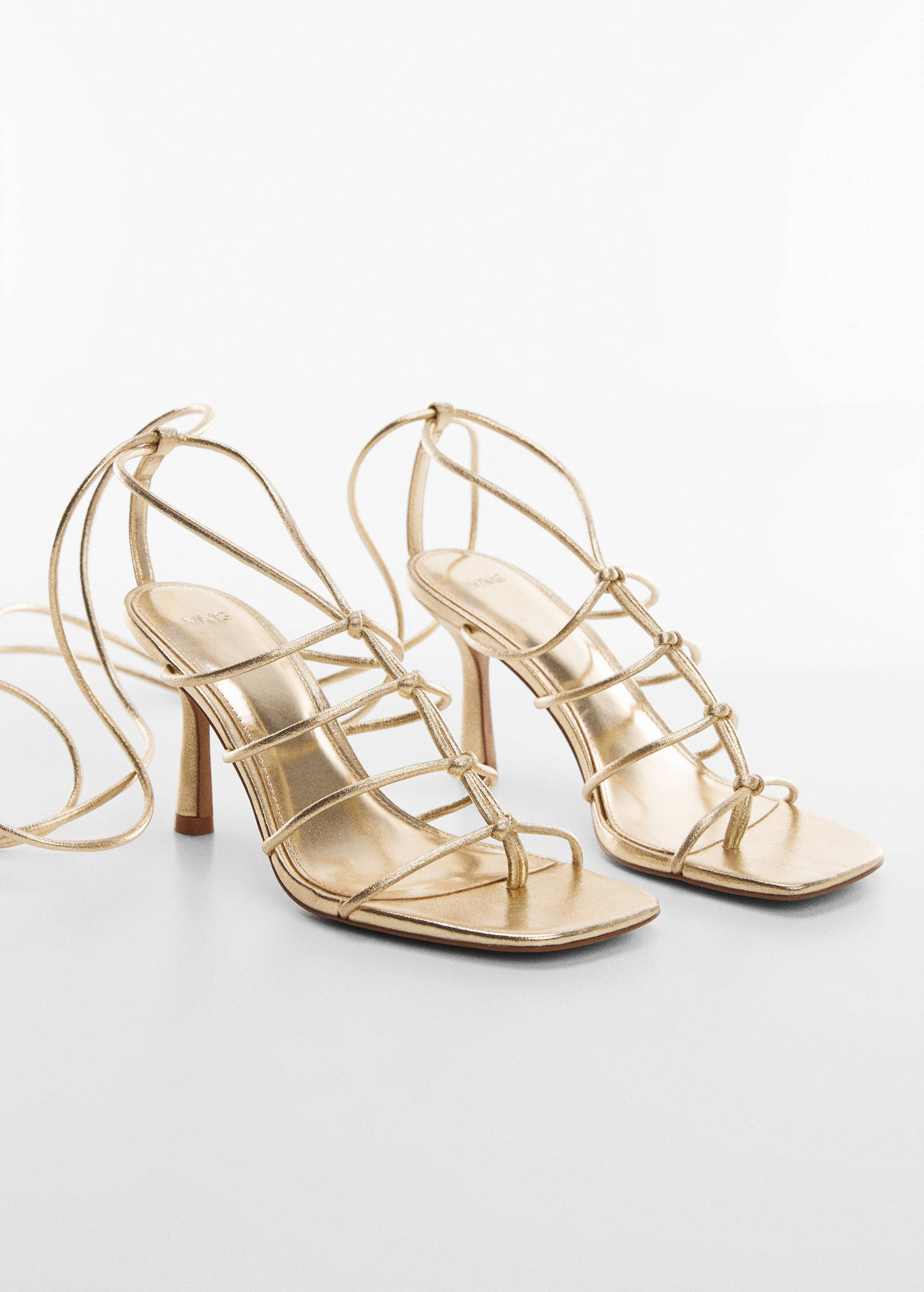 Metallic strappy heeled sandal - Medium plane