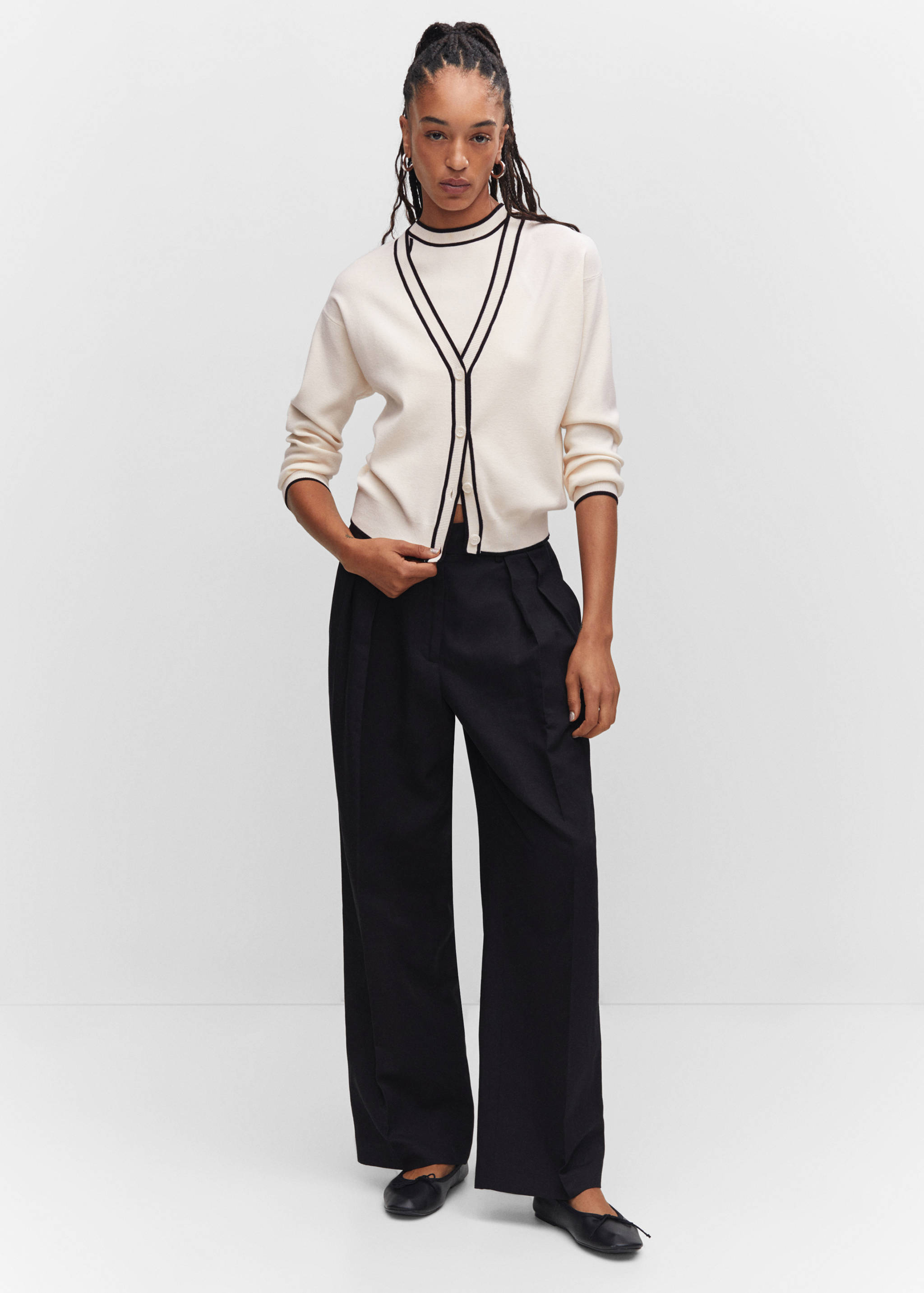 Strick-Cardigan mit Kontrastdetail - Allgemeine Ansicht