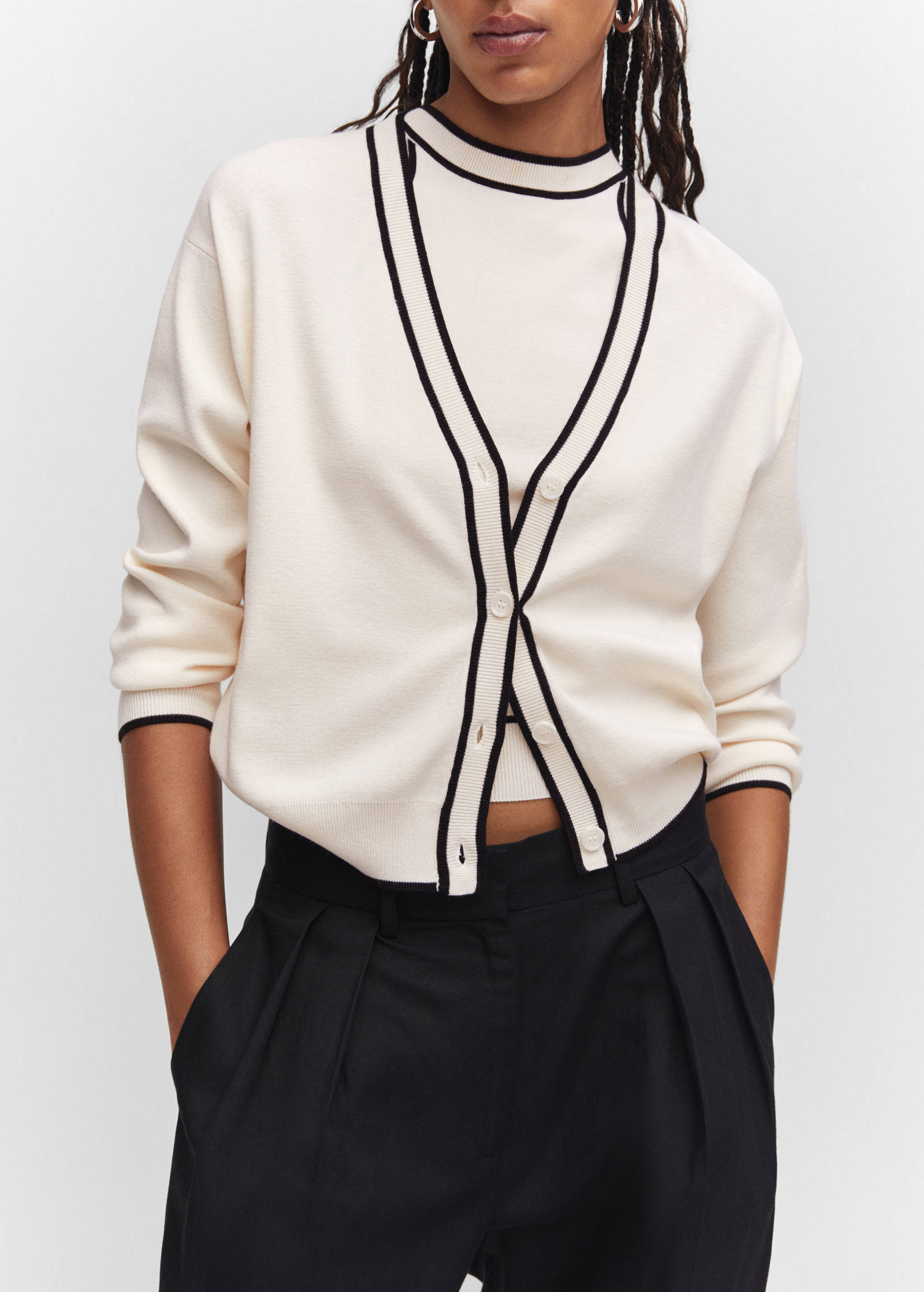 Strick-Cardigan mit Kontrastdetail - Detail des Artikels 3