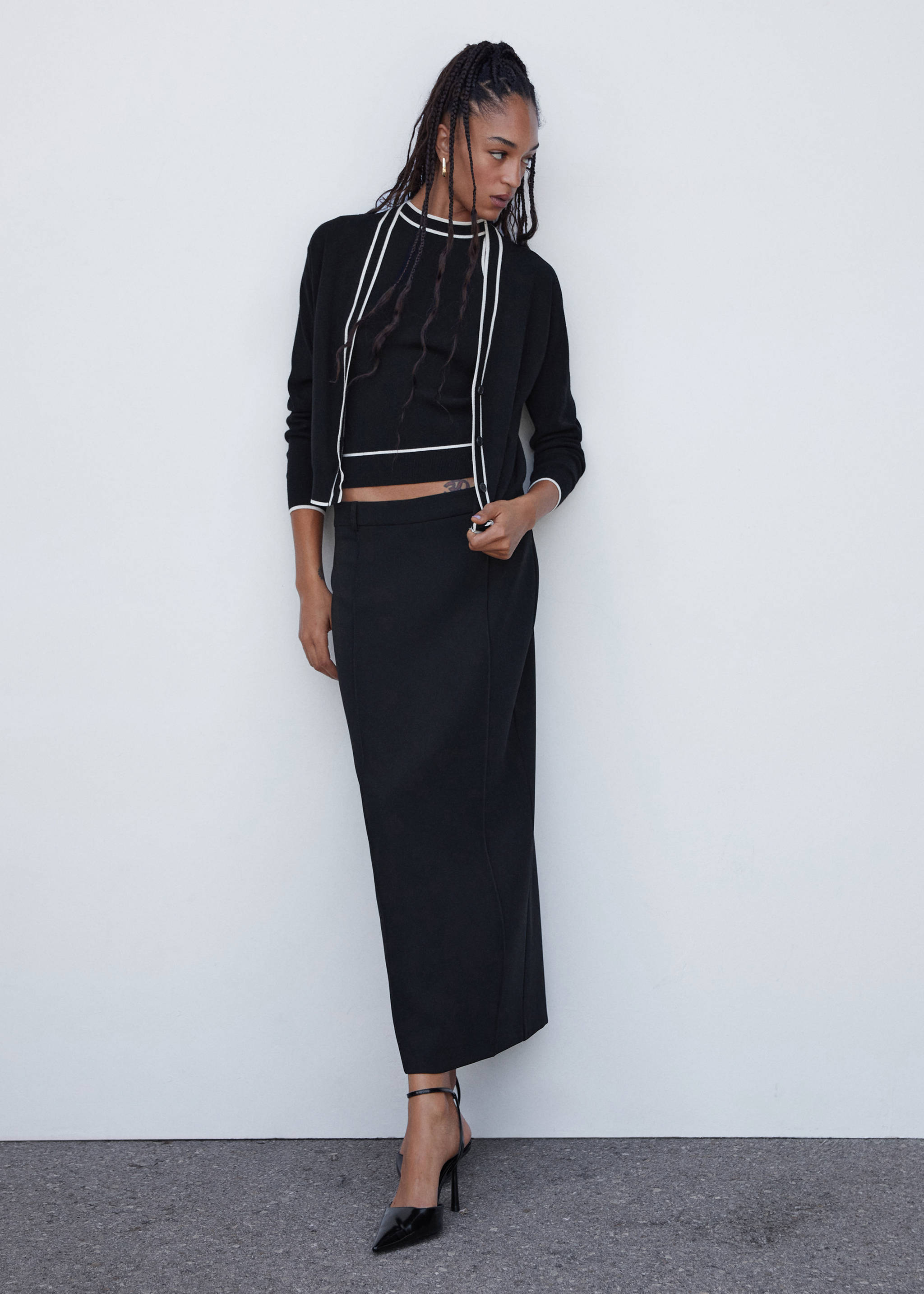 Strick-Cardigan mit Kontrastdetail - Allgemeine Ansicht