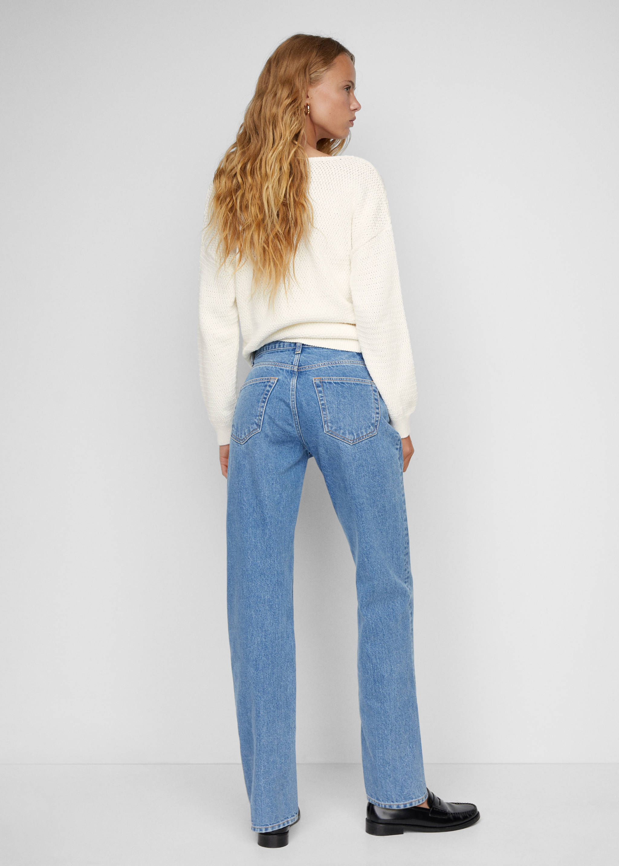 Baumwollpullover mit V-Ausschnitt - Rückseite des Artikels