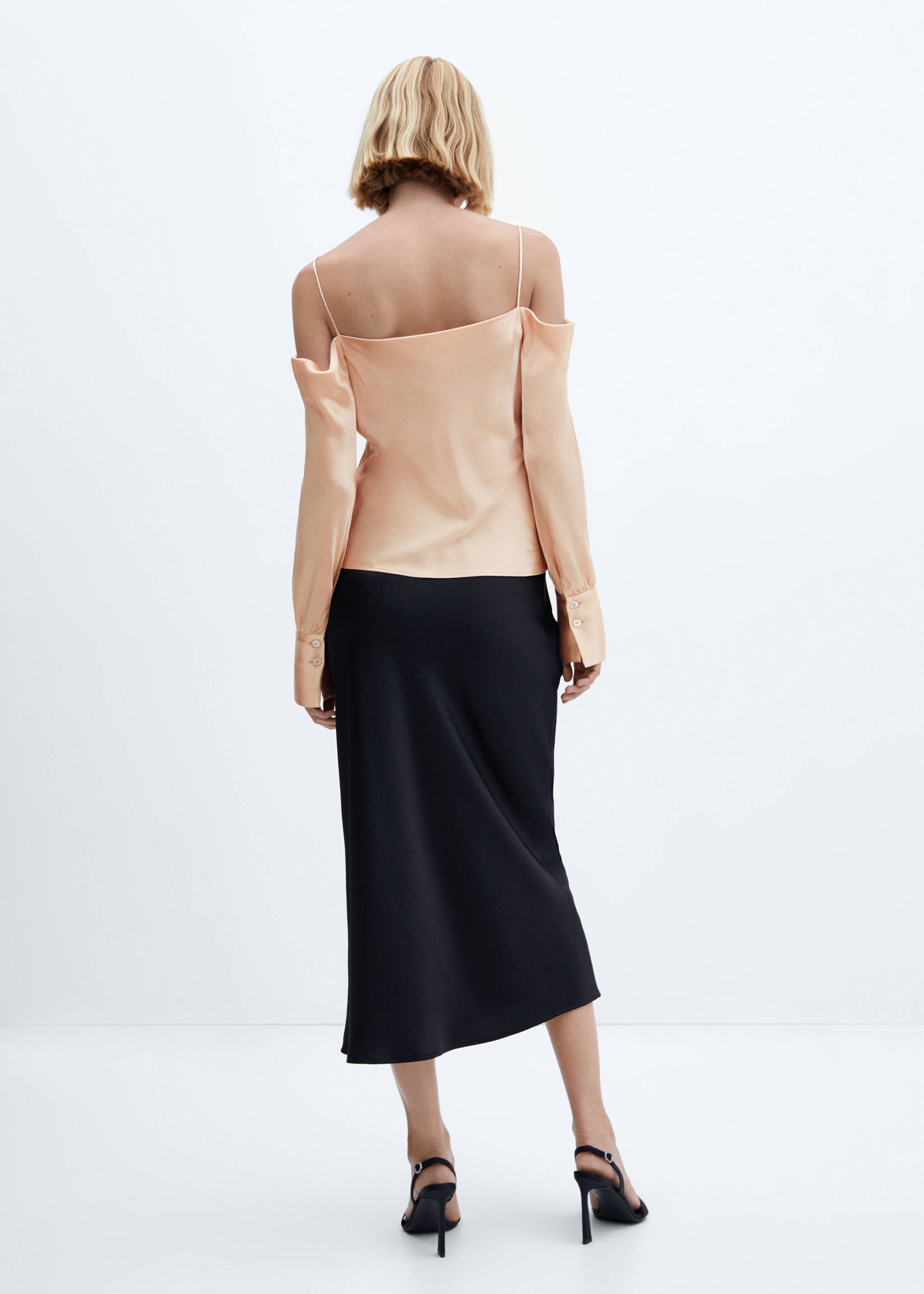 Satin blouse with draped neck - Reverse of the article