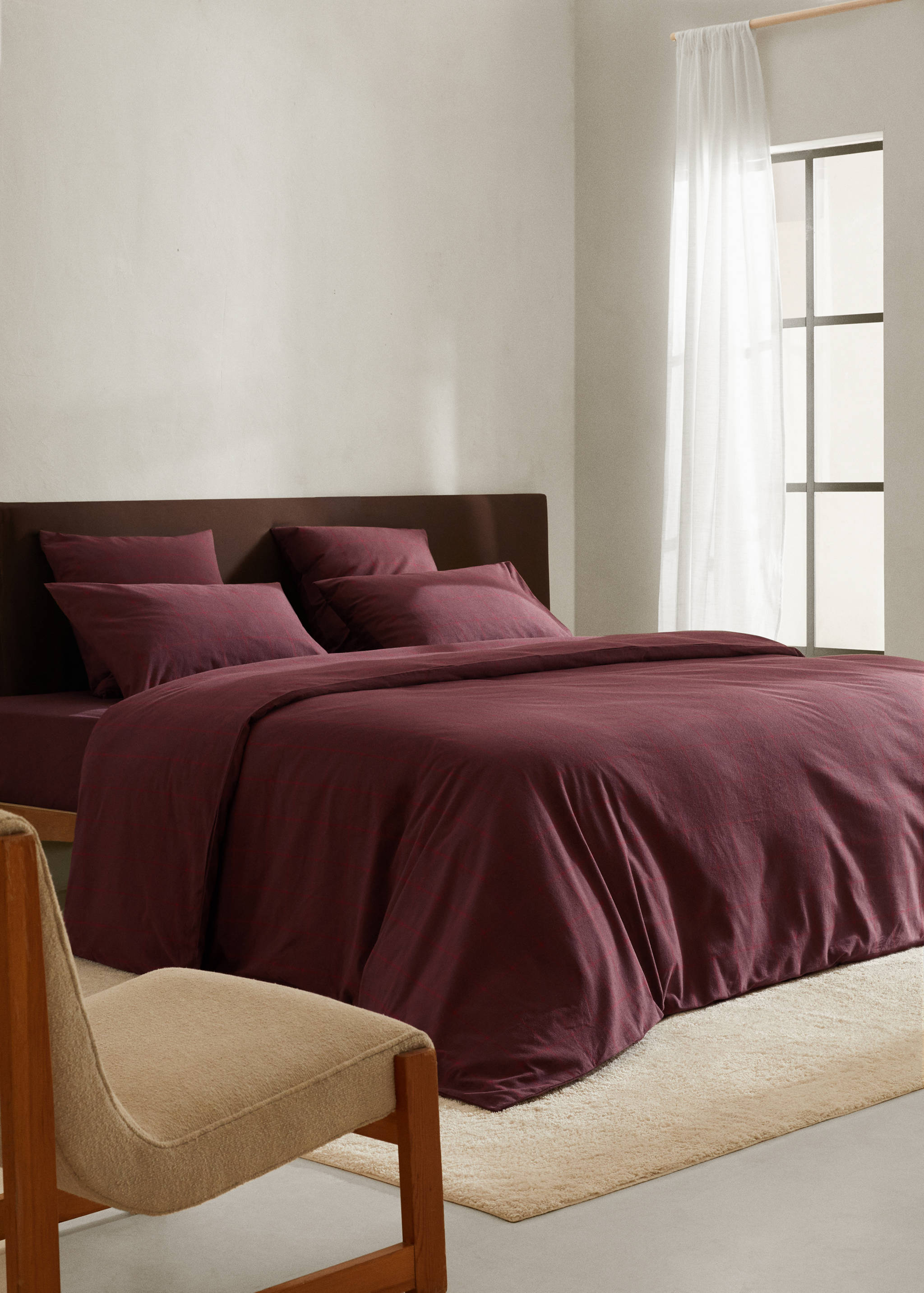 Check flannel duvet cover Queen bed - General plane