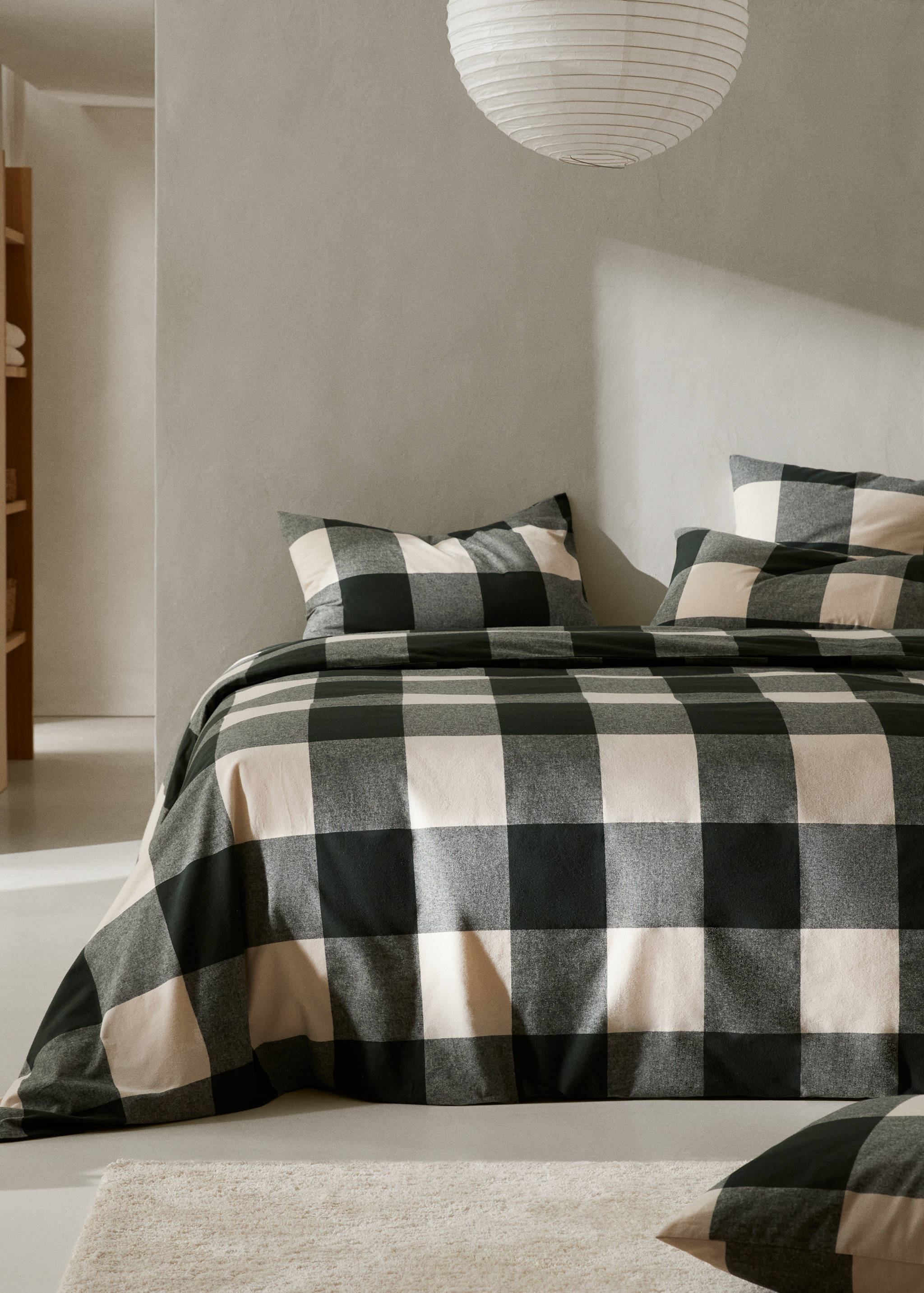 Checked design flannel duver cover Queen bed - General plane
