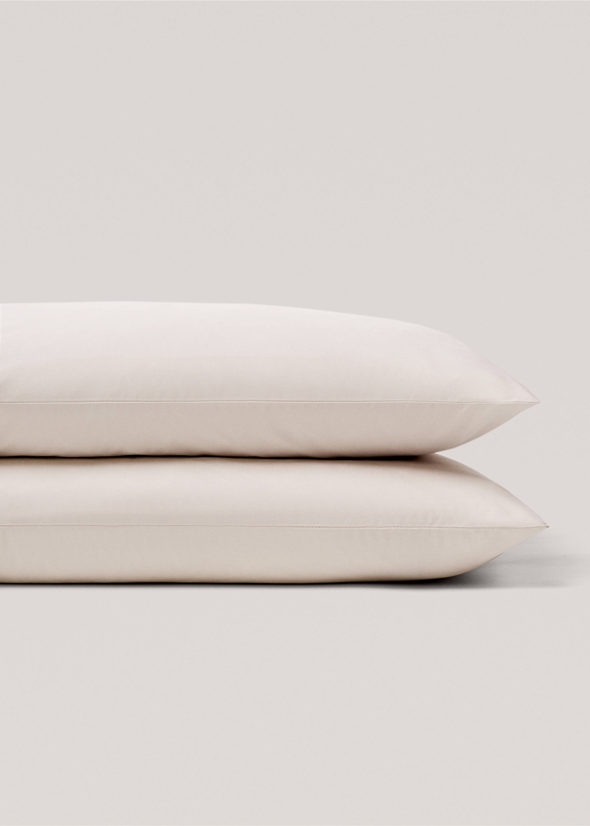 Cotton pillow case (180 threads) 50x75cm (Pack of 2) - Details of the article 1, Beige. Ref: 57014064-00.