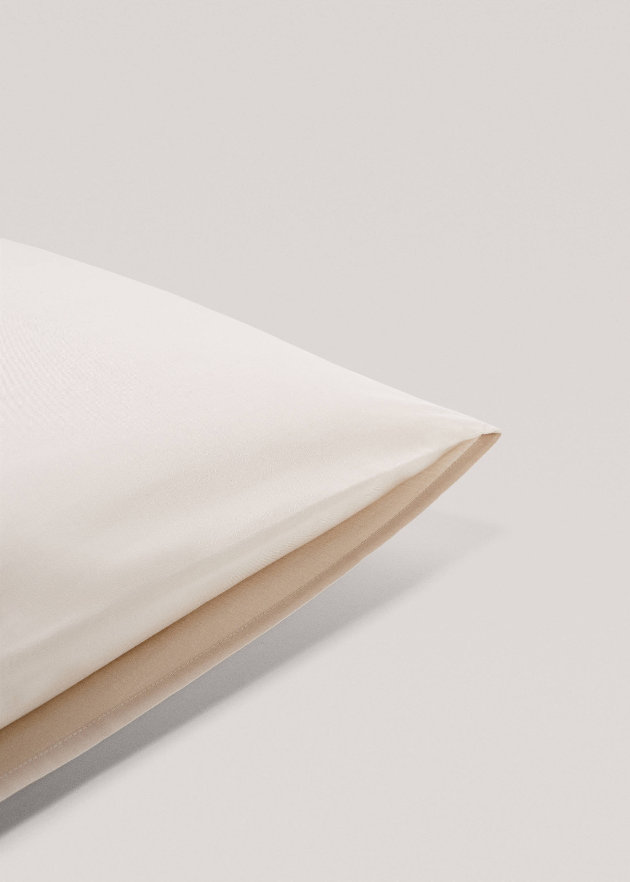 Cotton pillow case (180 threads) 50x75cm (Pack of 2) - Details of the article 3, Beige. Ref: 57014064-00.