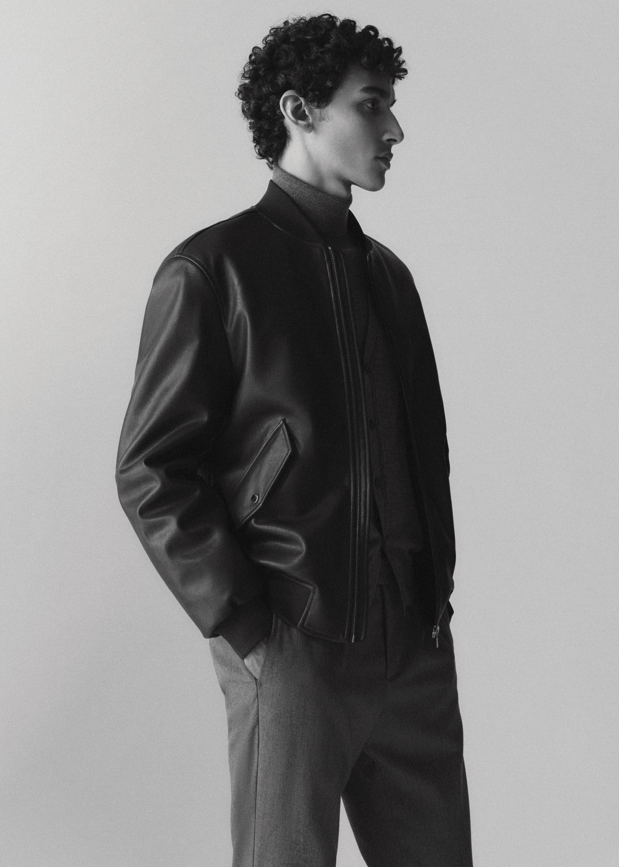 Geacă bomber cu aspect de piele - Detaliu al articolului 5