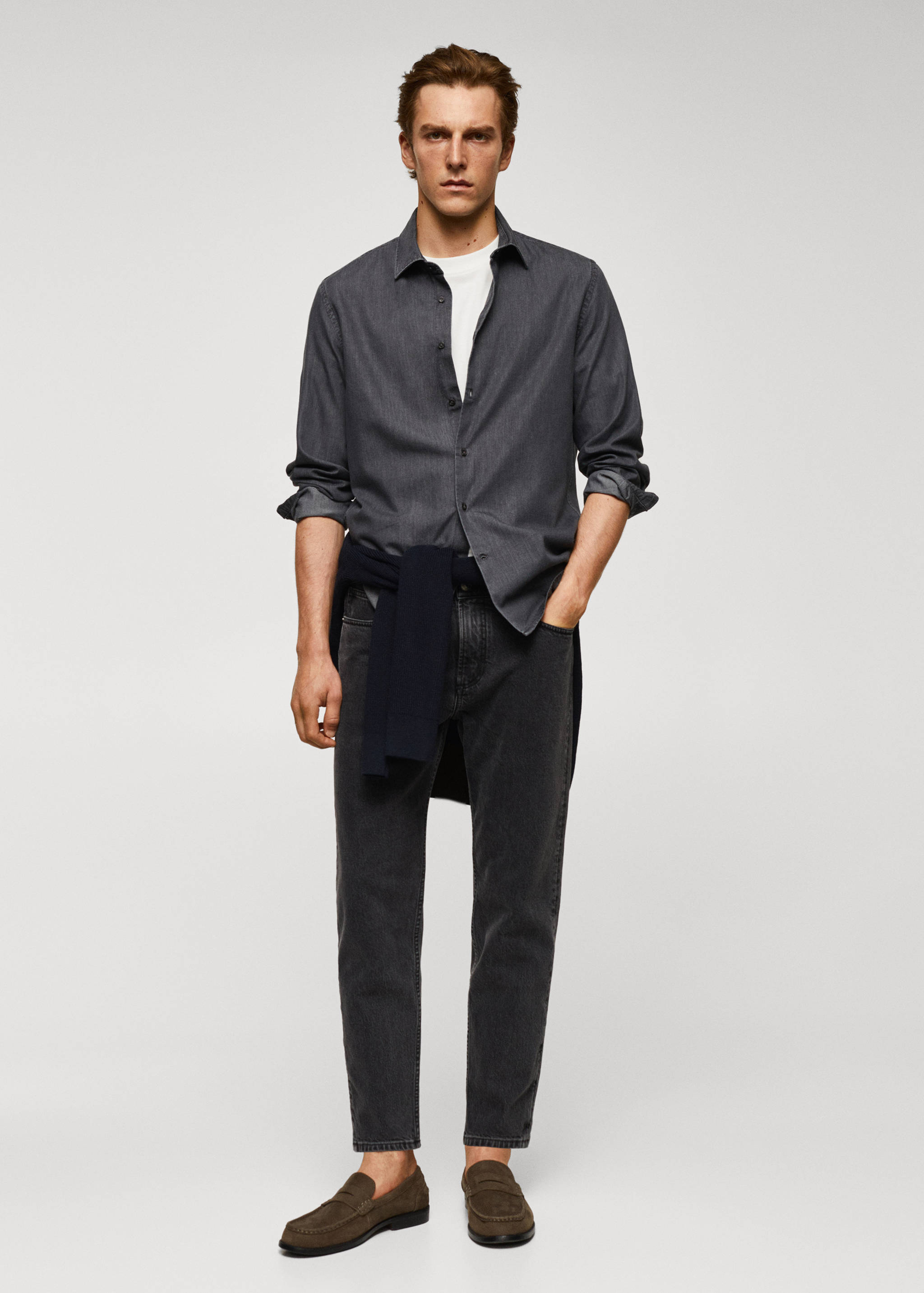 Camisa slim fit cambrai cotó - Pla general