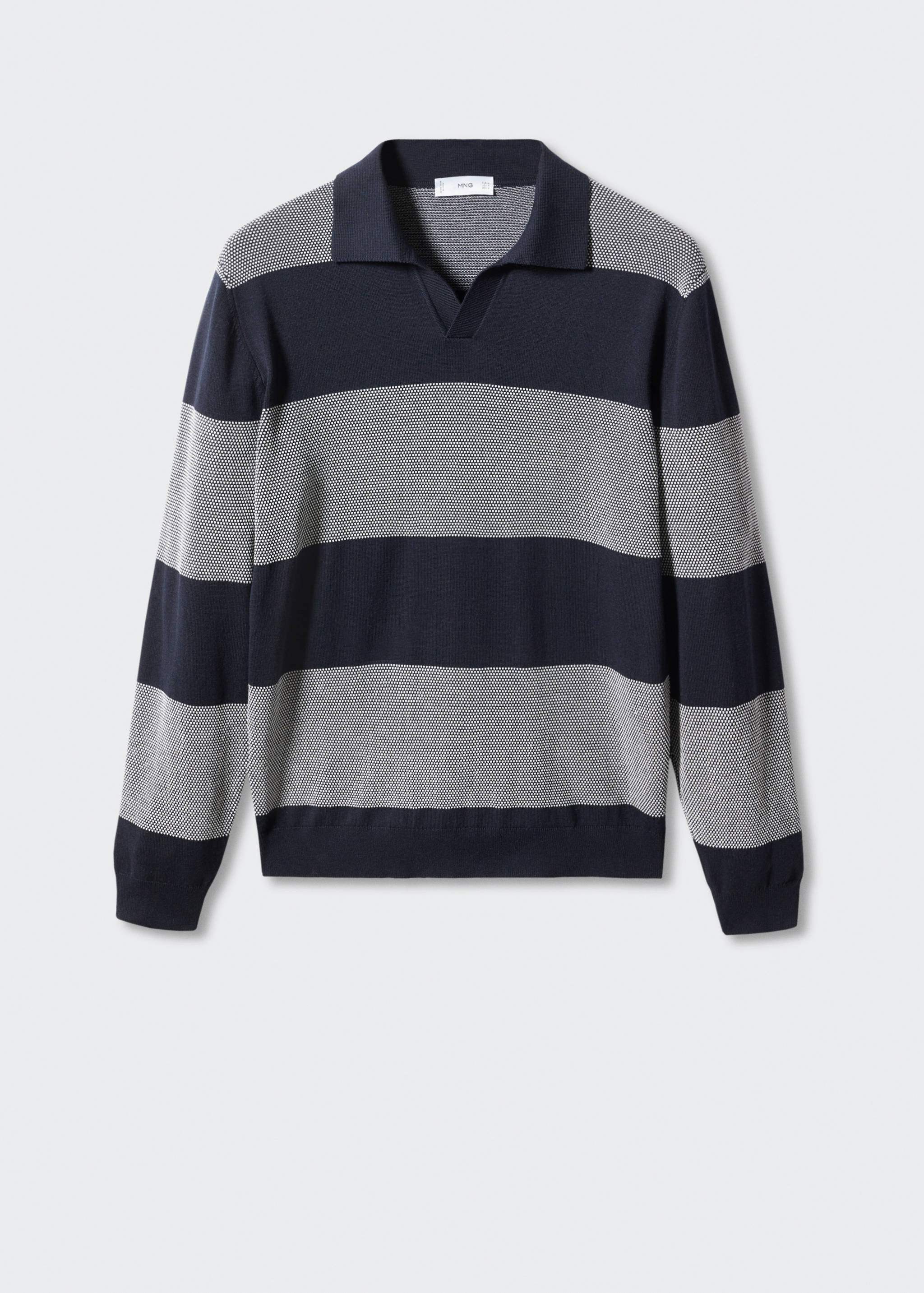 Striped fine-knit polo shirt - Article without model