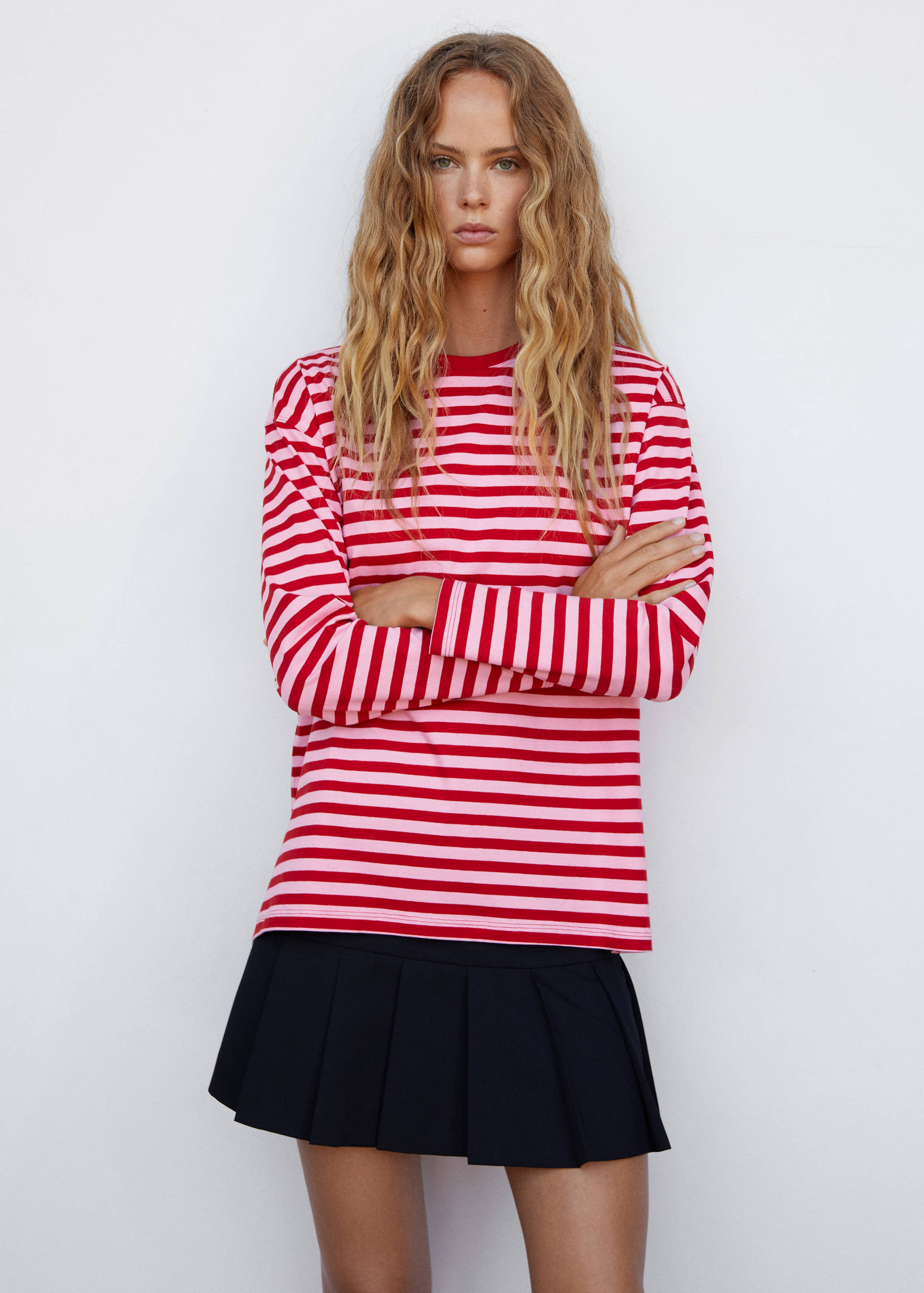 Gestreiftes Oversized-T-Shirt - Mittlere Ansicht