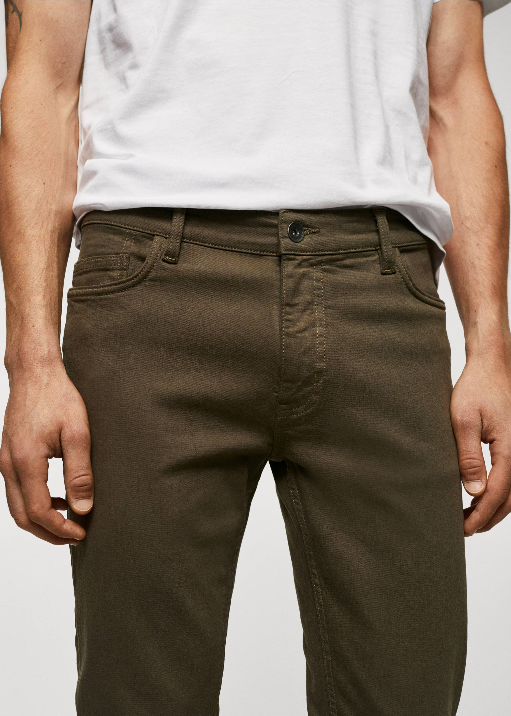 Skinny colour Billy jeans - Details of the article 1, Khaki. Ref: 57014409-00.