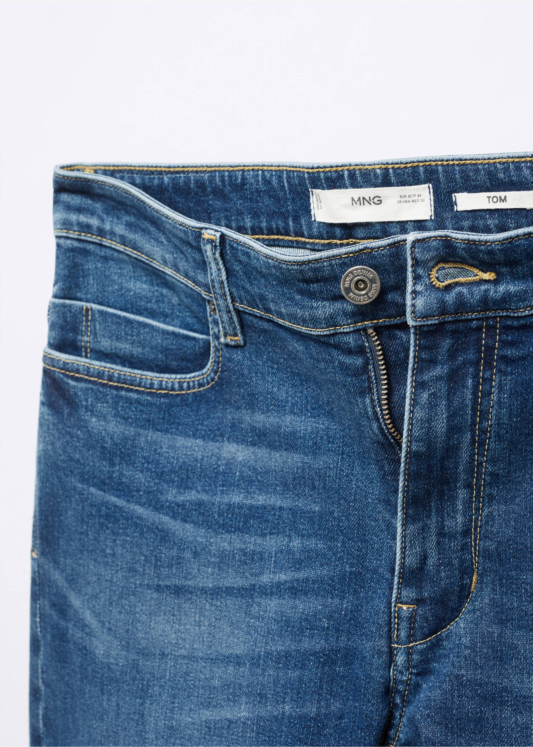Tom tapered cropped jeans - Details of the article 8, Dark Blue. Ref: 57014410-00.