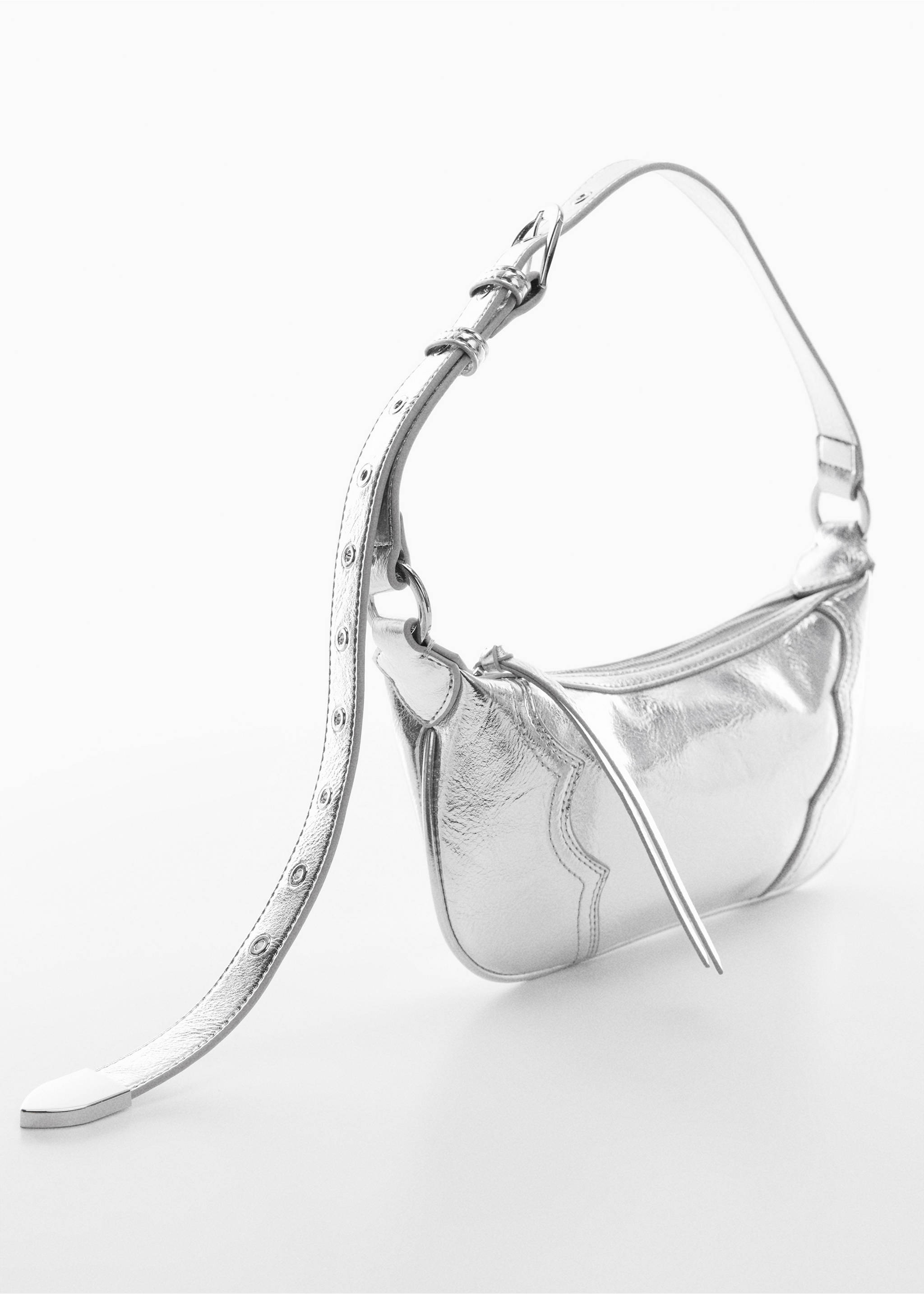 Shoulder bag with decorative stitching - Medium plane, Silver. Ref: 57014425-00.