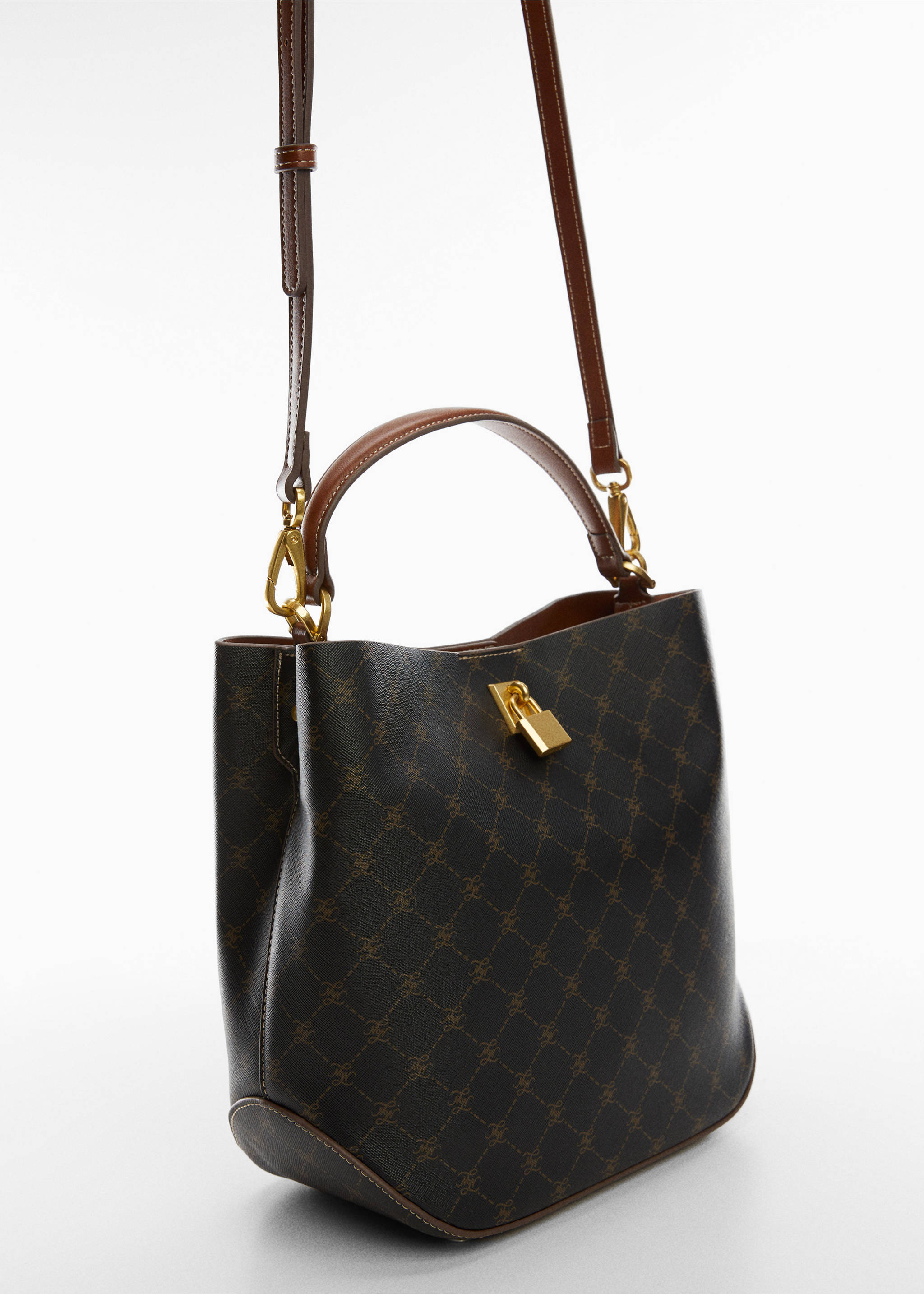 Shopper bag with padlock - Medium plane, Leather. Ref: 57014426-00.