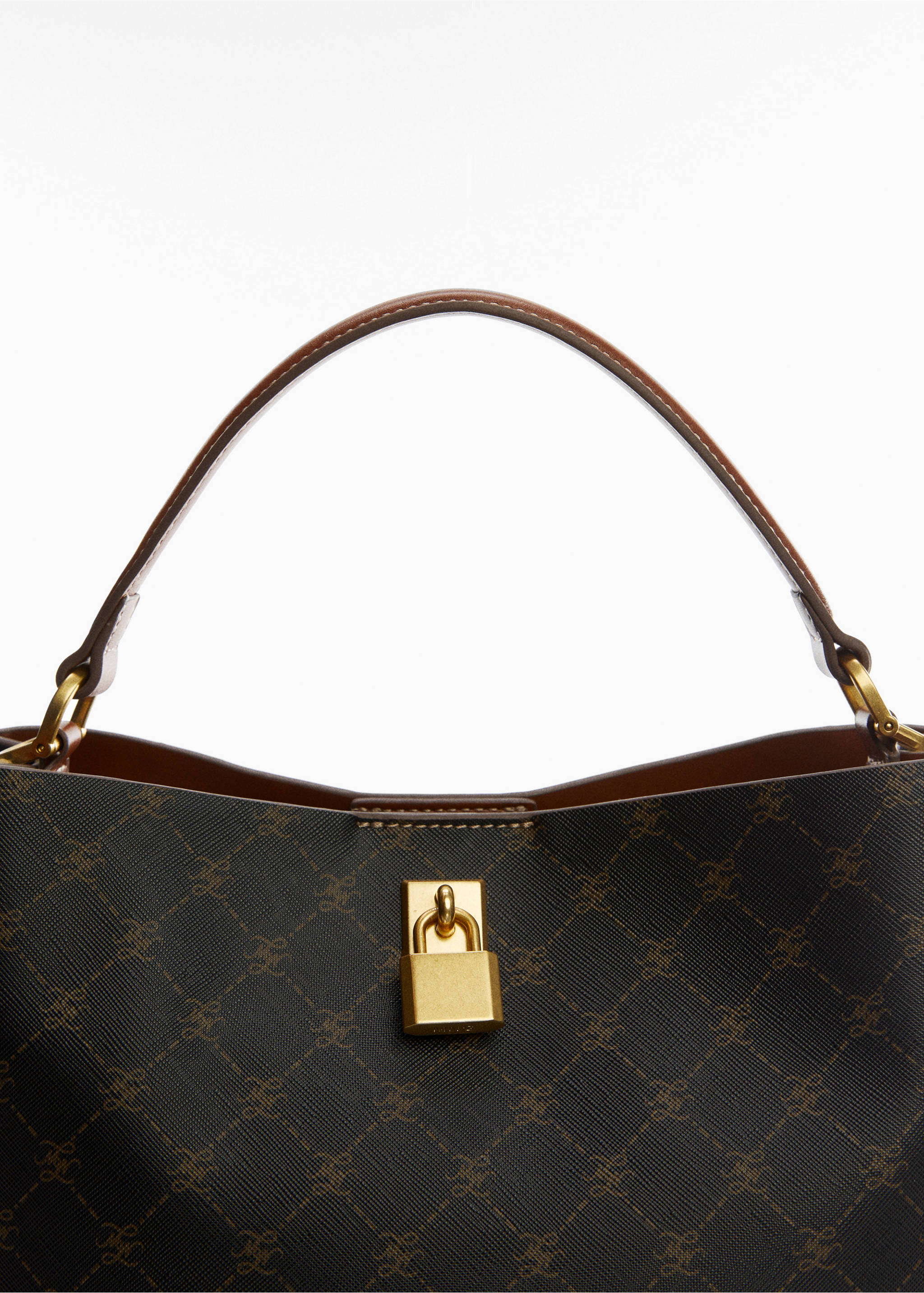 Shopper bag with padlock - Details of the article 1, Leather. Ref: 57014426-00.