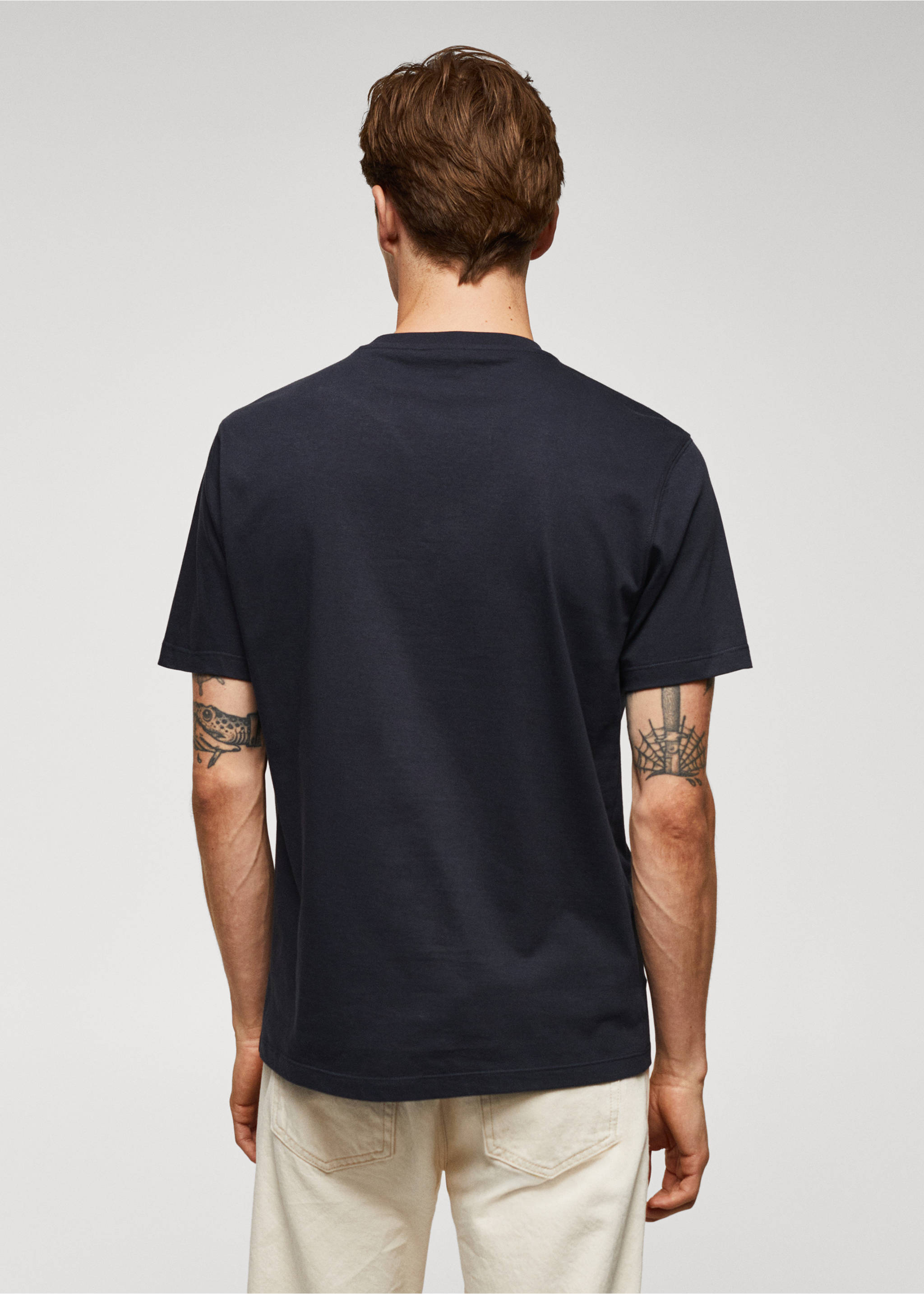 100% cotton printed t-shirt - Reverse of the article, Navy. Ref: 57014433-00.