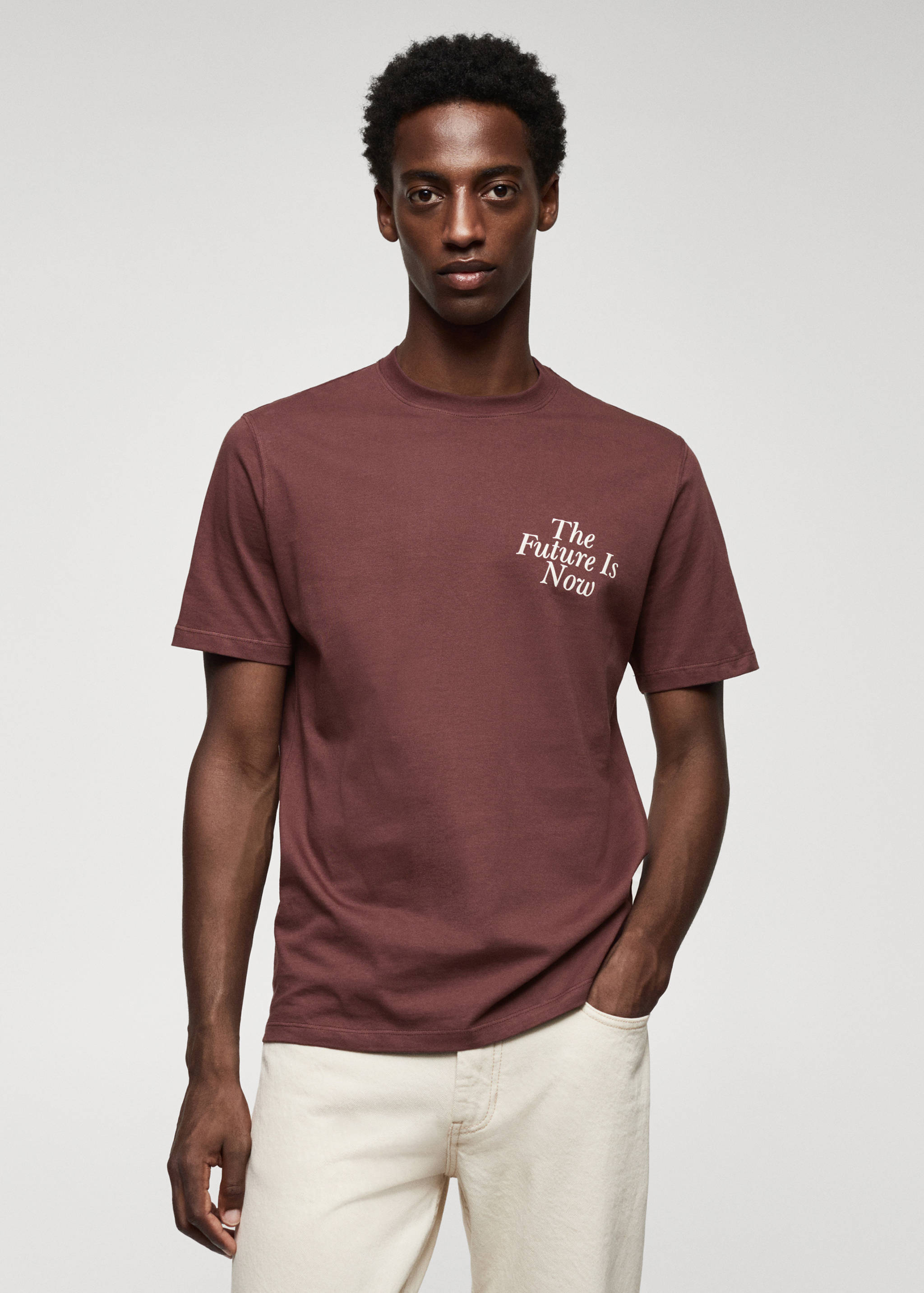 Camiseta 100% algodón estampado pecho - Plano medio