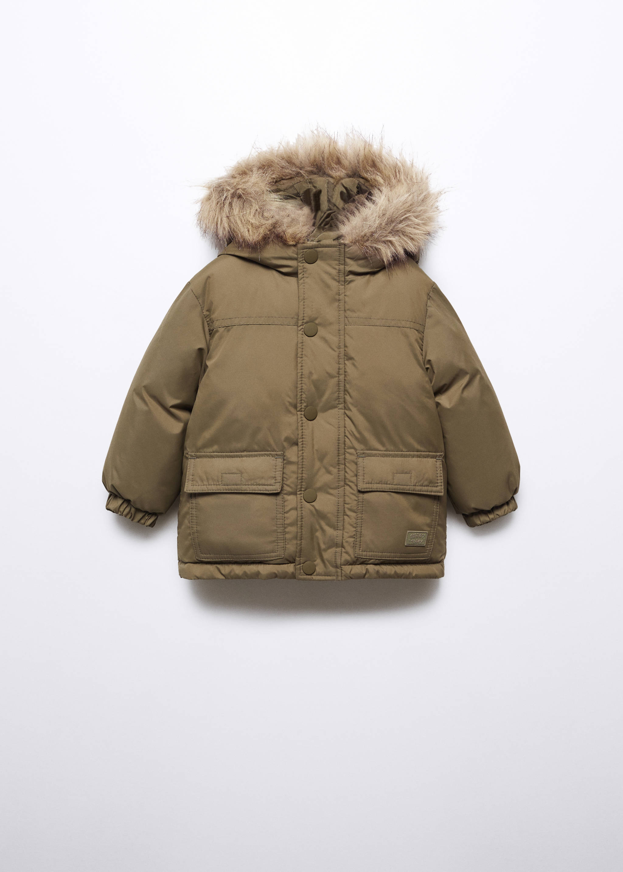 Puffer coat with fur-effect hood - Article without model