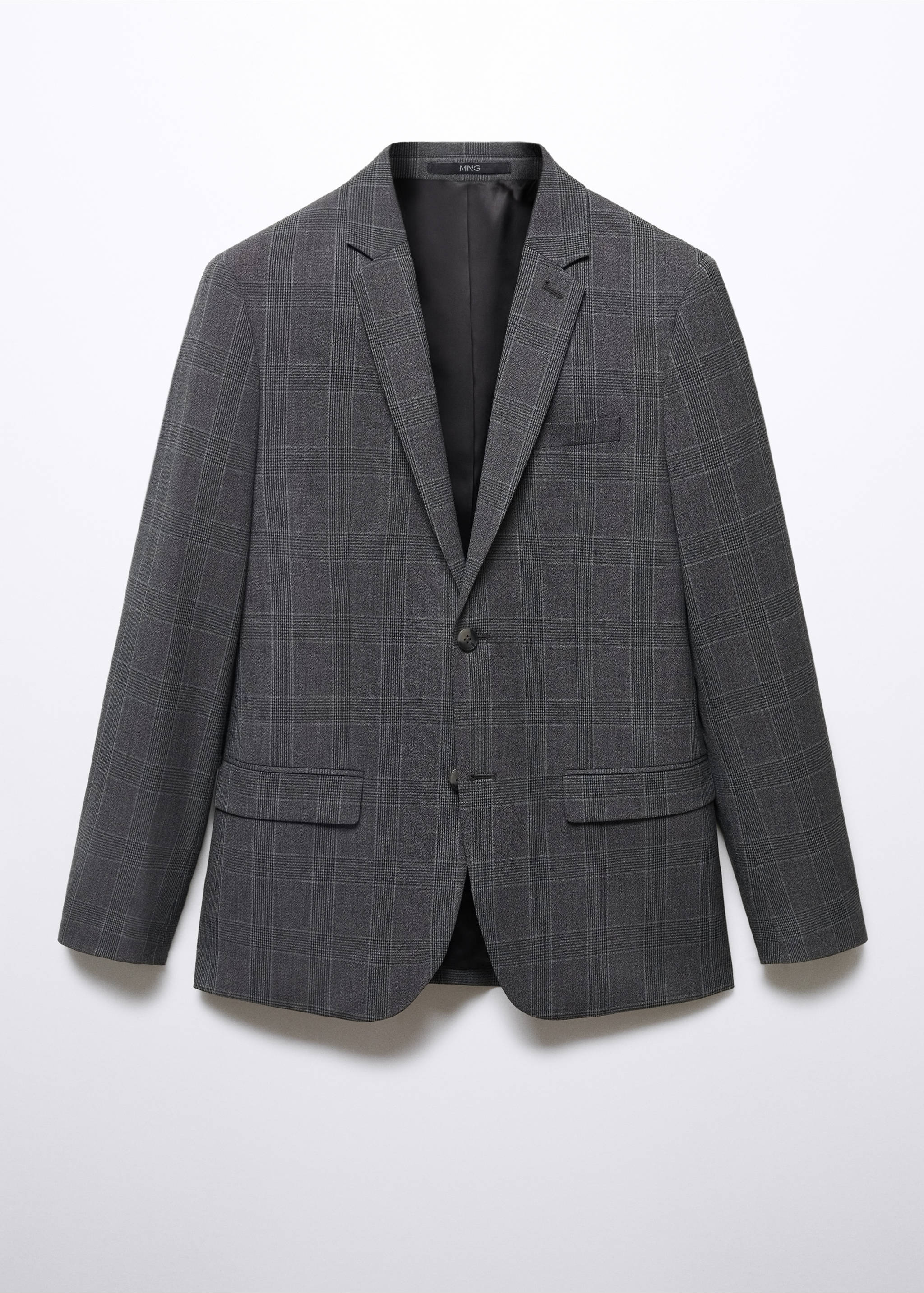 Super slim-fit check suit jacket - Article without model, Medium Grey. Ref: 57014762-00.