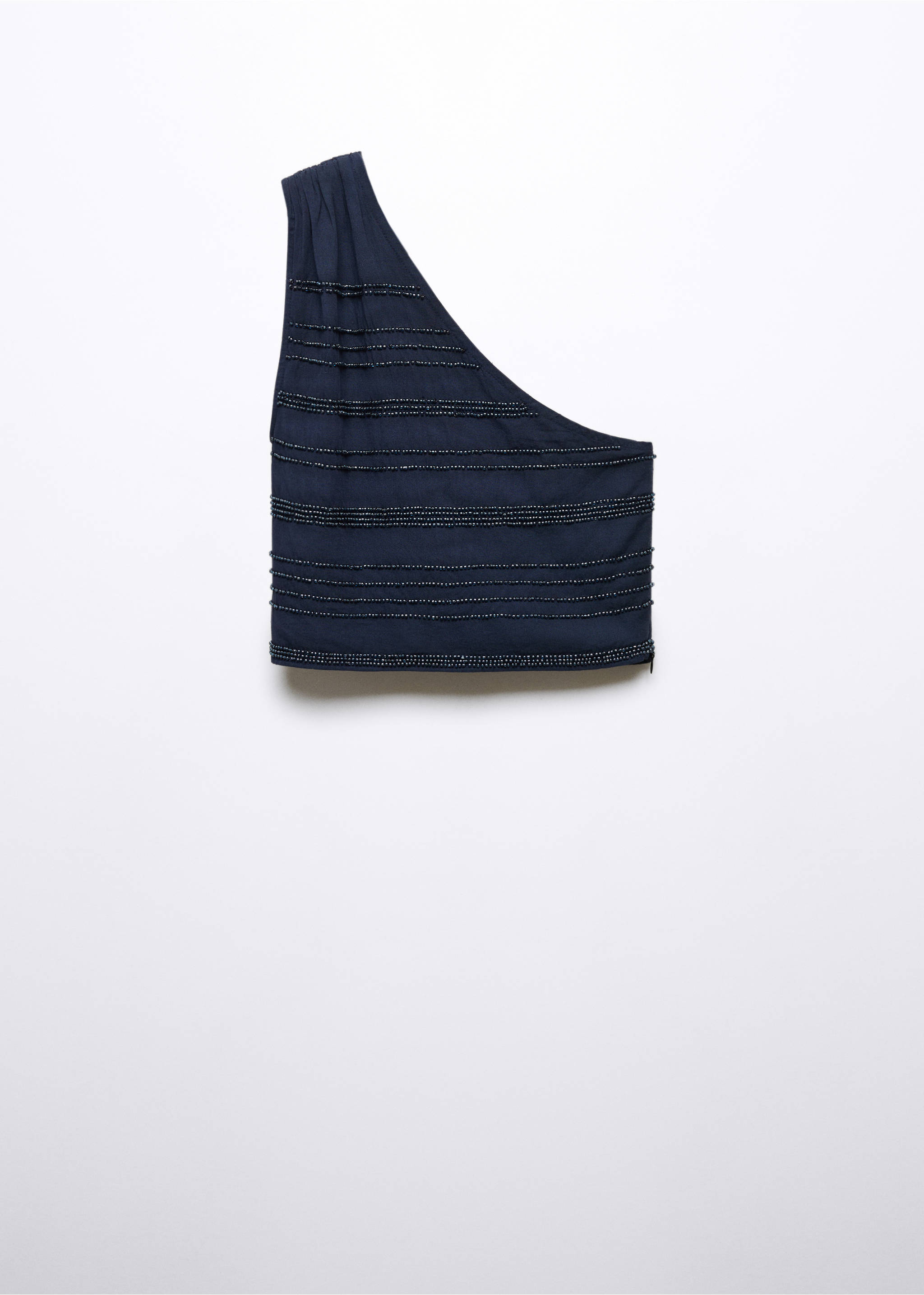 Asymmetrisches Top mit Perlenverzierung - Artikel ohne Model, Marineblau. Ref: 57014770-00.