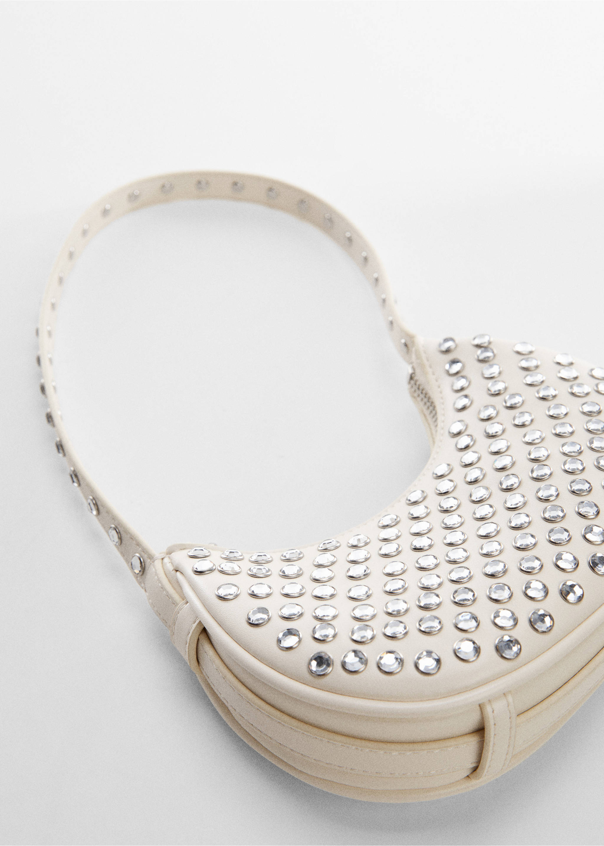 Studded shoulder bag - Details of the article 1, White. Ref: 57014778-00.
