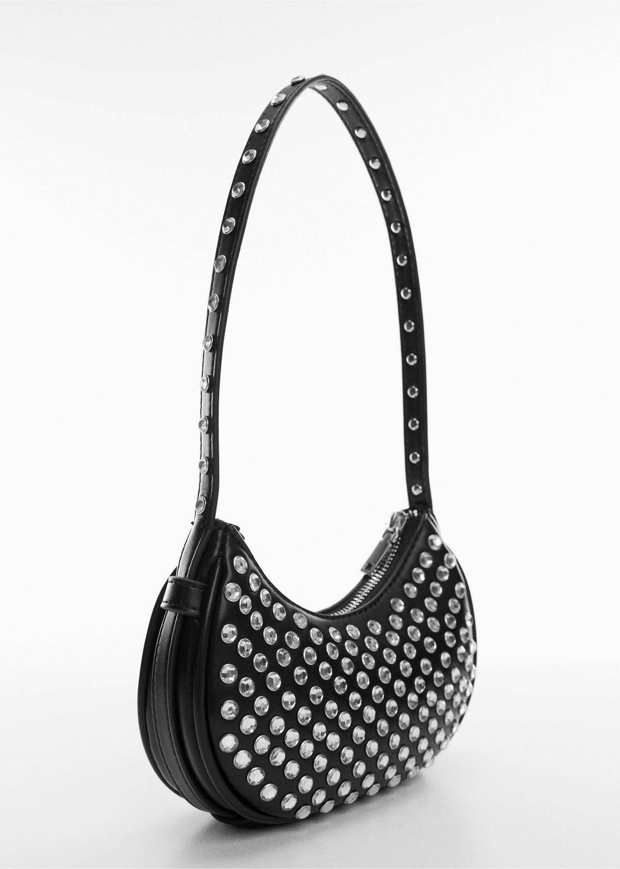 Schultertasche mit Stanznieten - Mittlere Ansicht, Schwarz. Ref: 57014778-00.