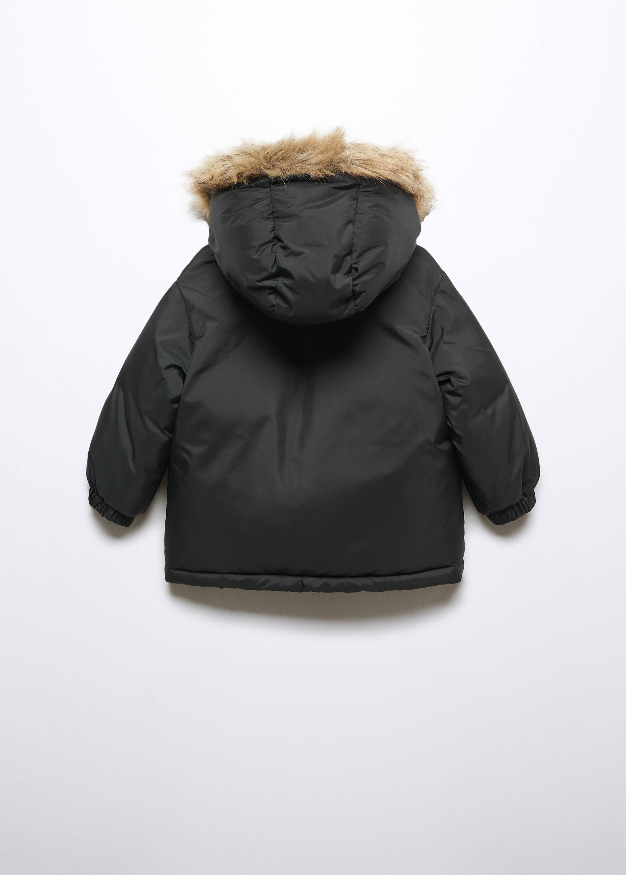 Puffer coat with fur-effect hood - Reverse of the article