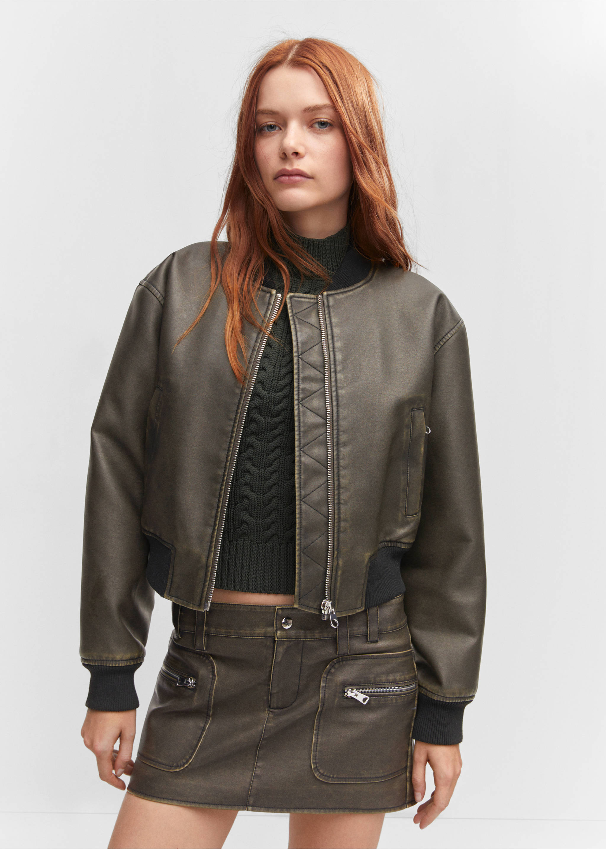 Bomberjack met versleten look - Middenvlak, Bruin. Ref: 57015138-00.