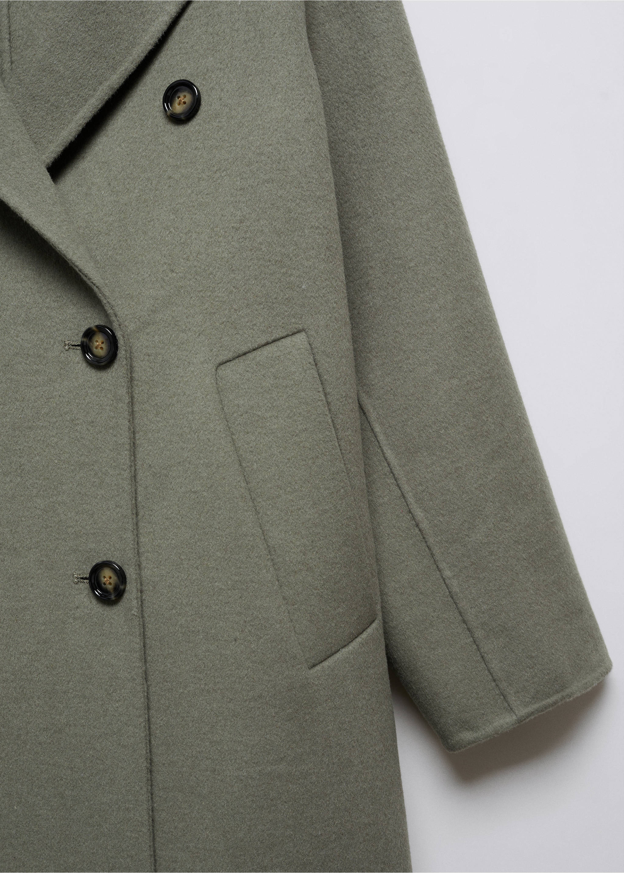 Vlněný kabát oversize ruční výroby - Detail zboží 8, Khaki. Ref: 57015139-00.