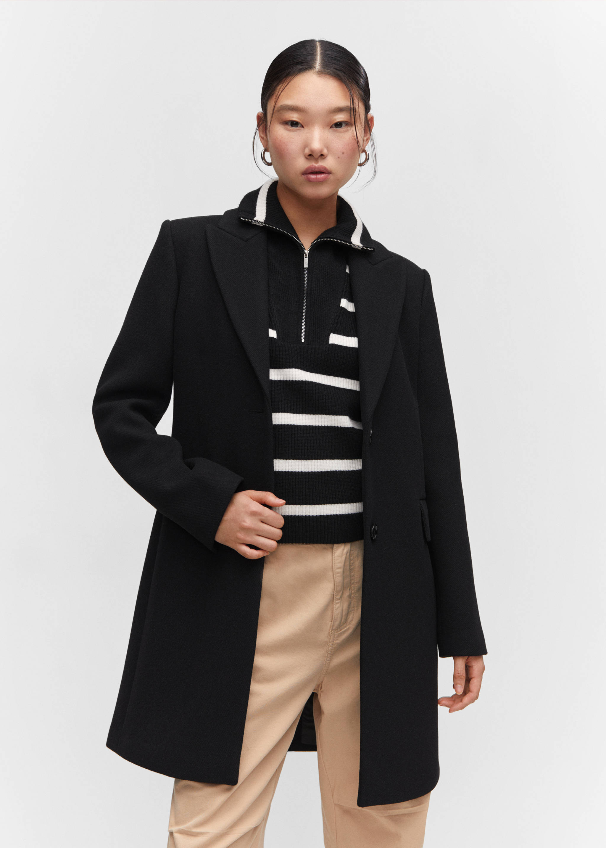 Lapelled straight-cut coat - Medium plane