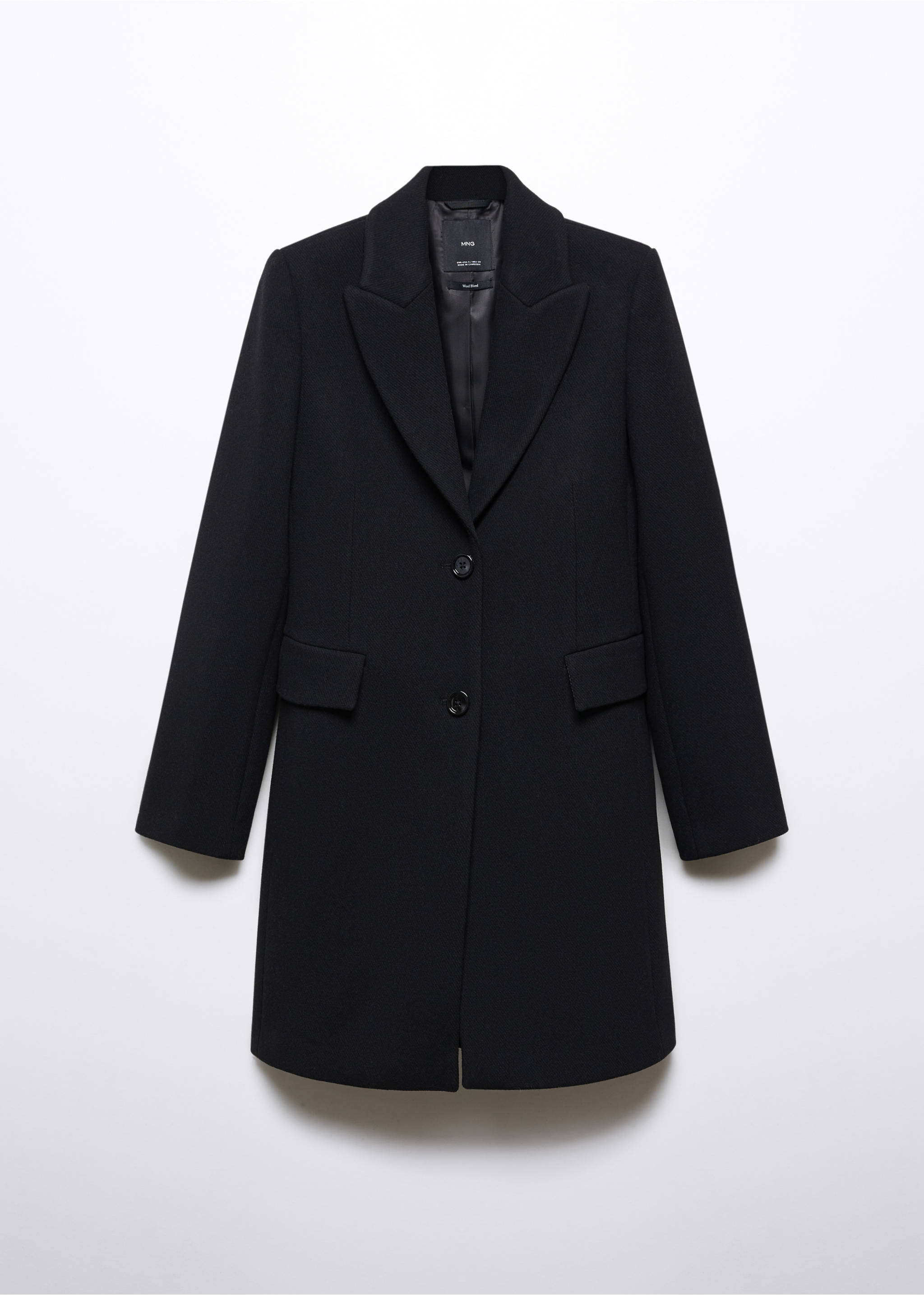 Lapelled straight-cut coat - Article without model, Black. Ref: 57015142-00.