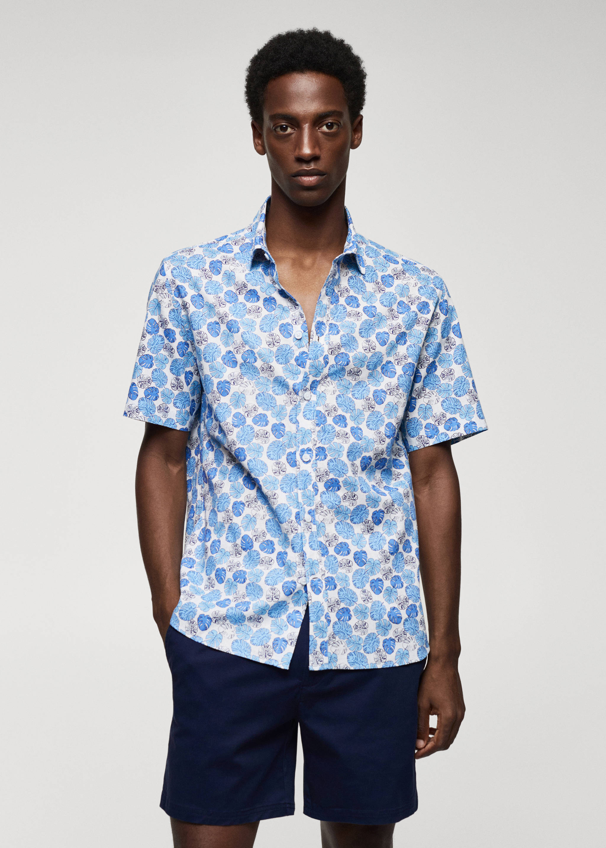 Printed cotton linen shirt - Medium plane