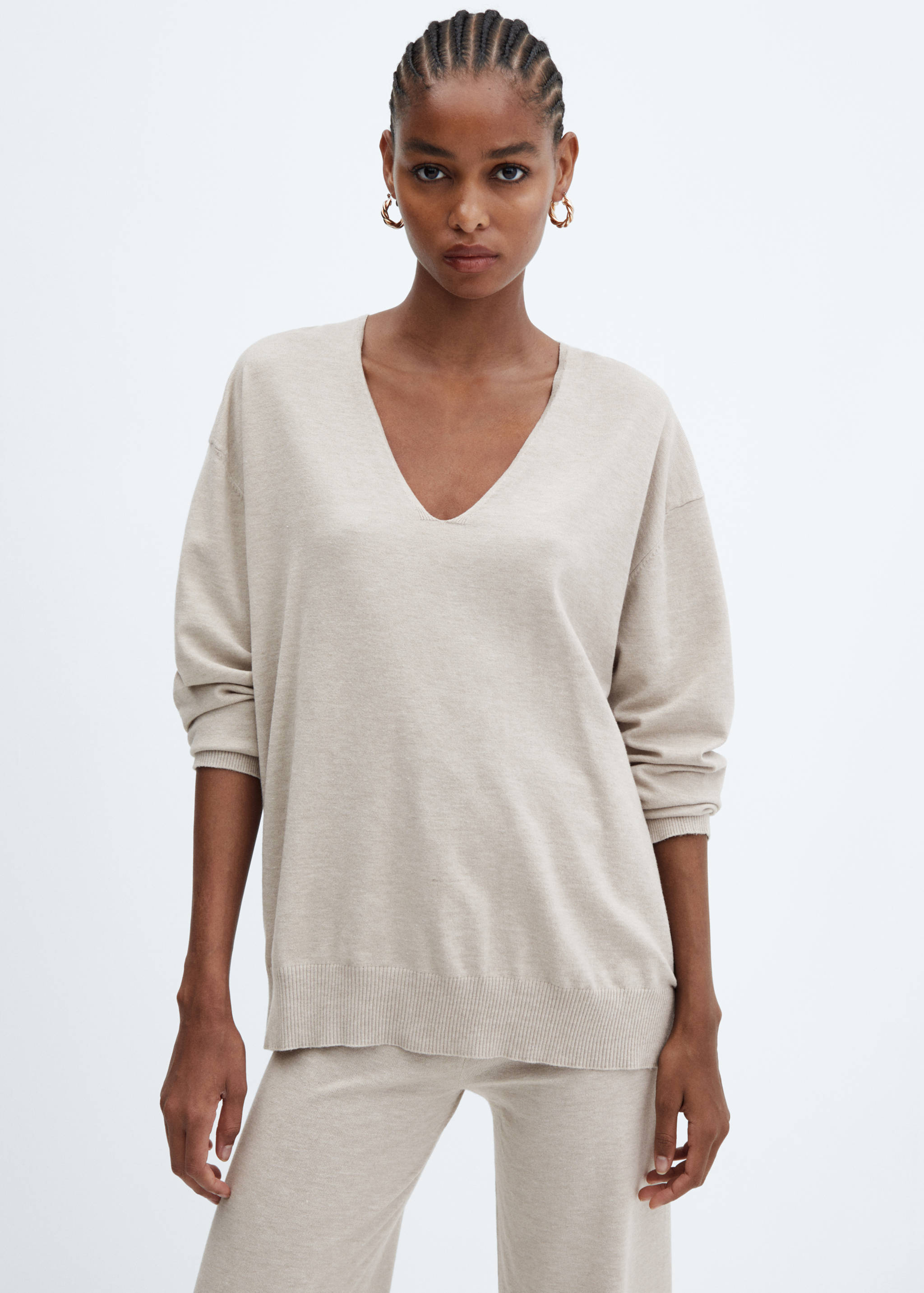 Fine-knit V-neck sweater - Medium plane