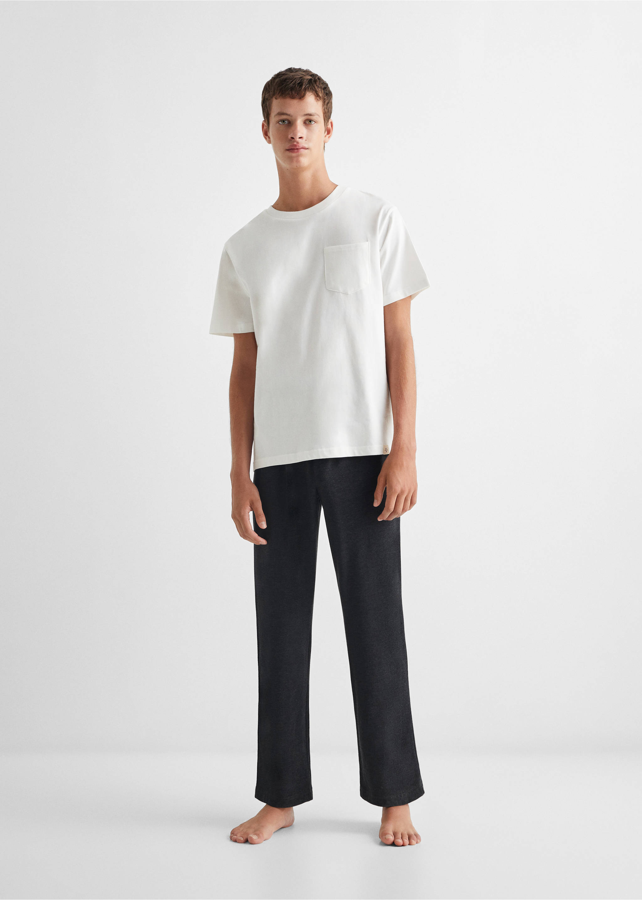 Langer Baumwoll-Pyjama - Allgemeine Ansicht, Anthrazit. Ref: 57015801-00.