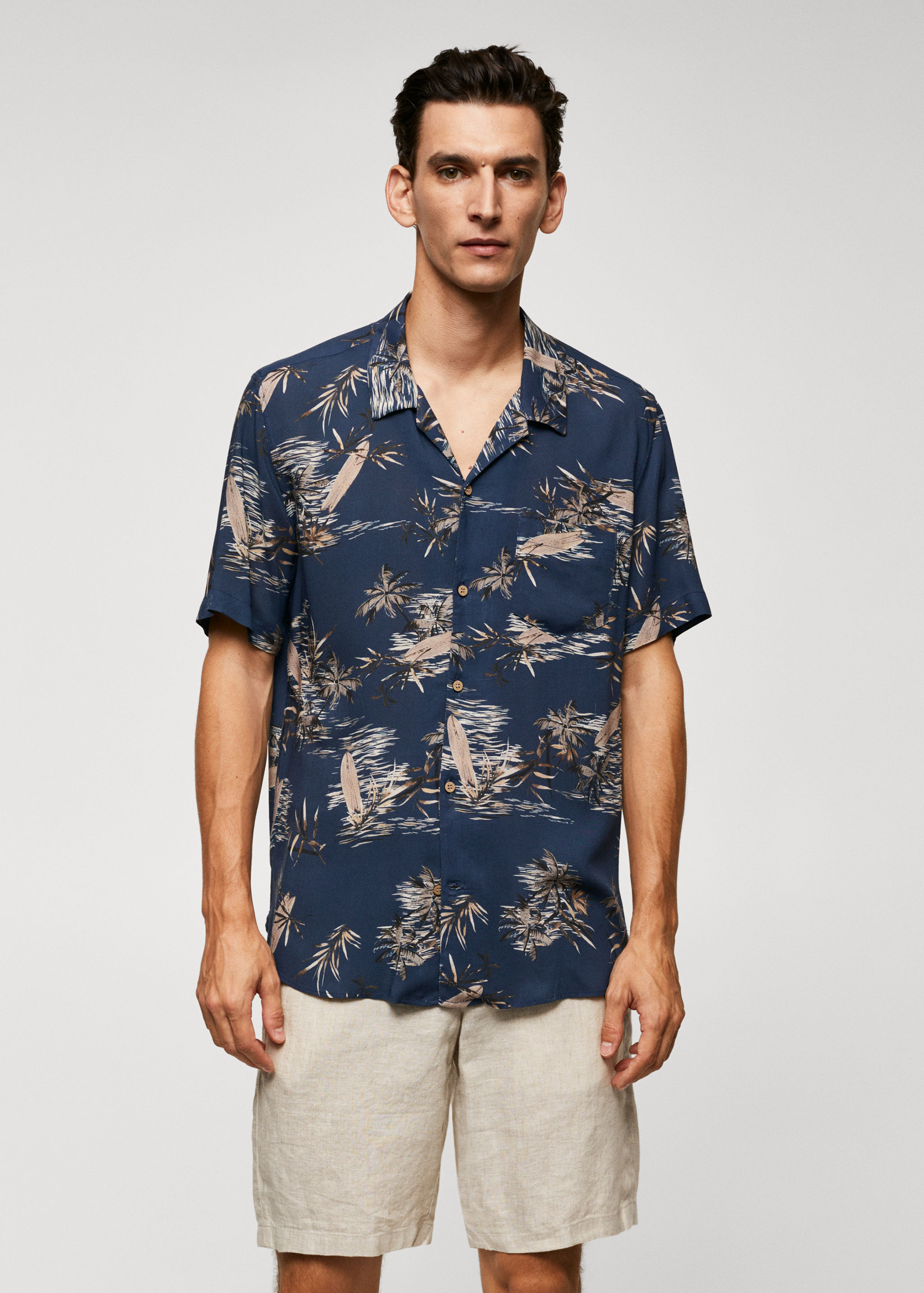Chemise regular-fit en imprimé feuilles - Plan moyen