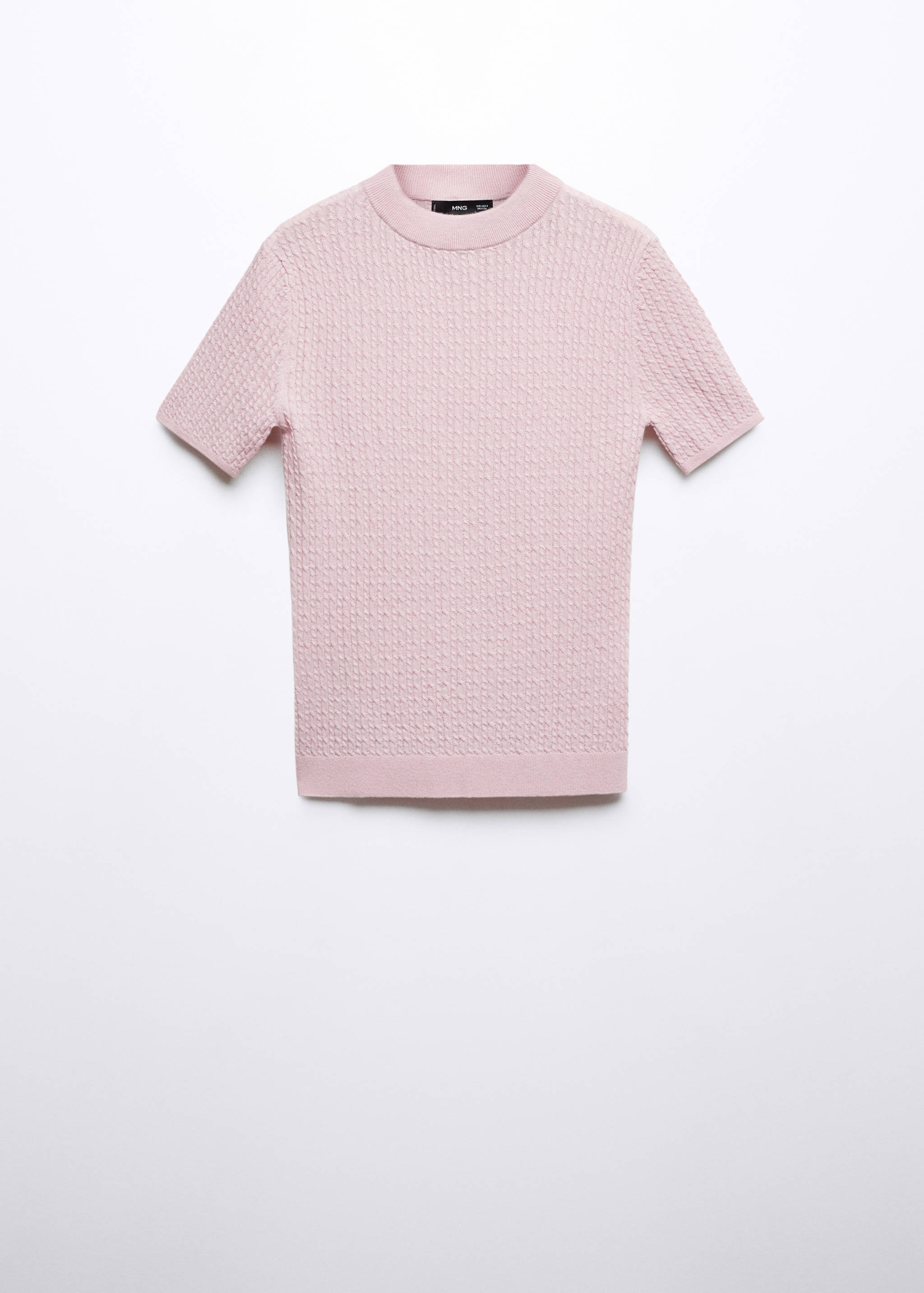 Short-sleeved braided wool sweater - Article without model