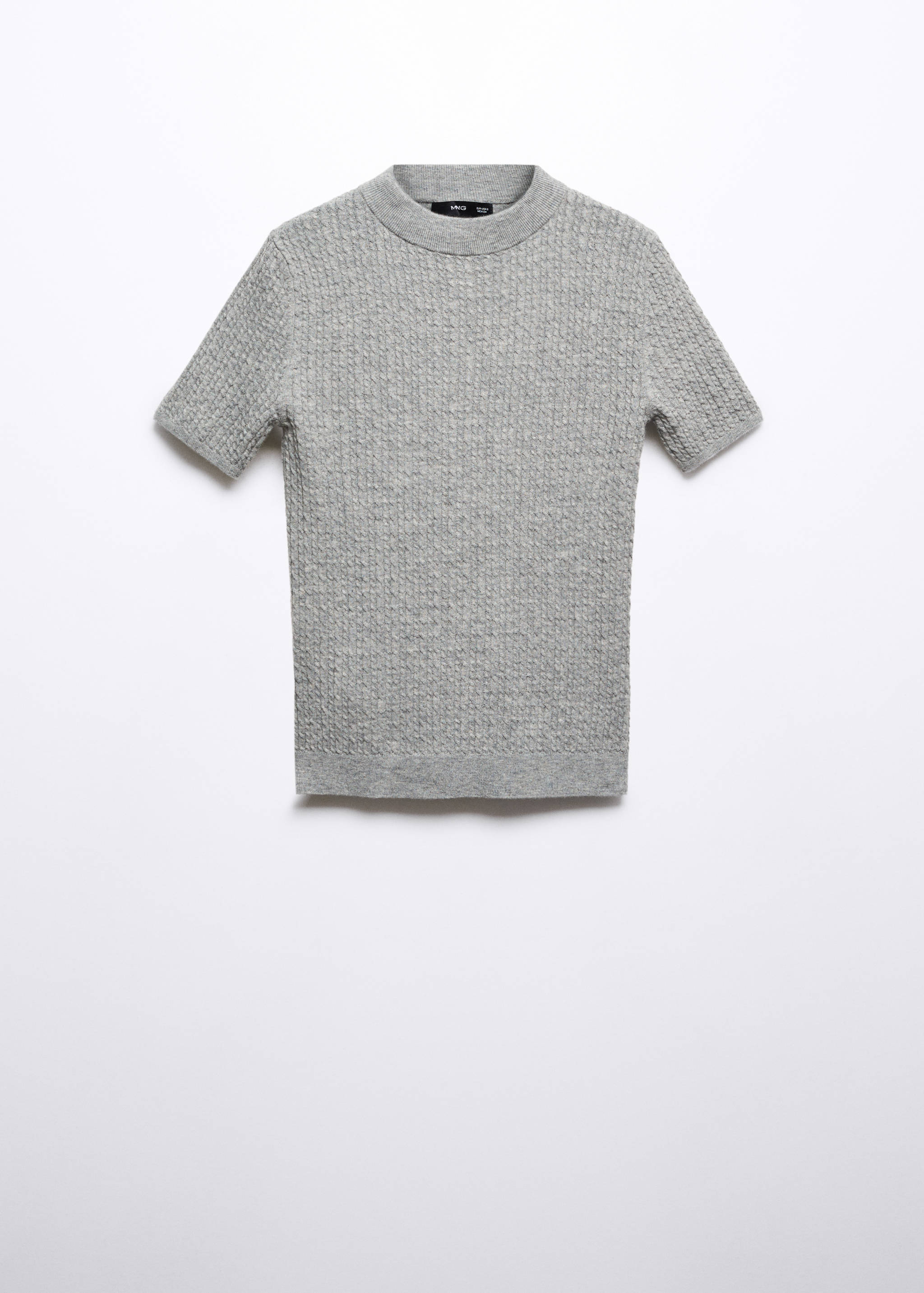Short-sleeved braided wool sweater - Article without model