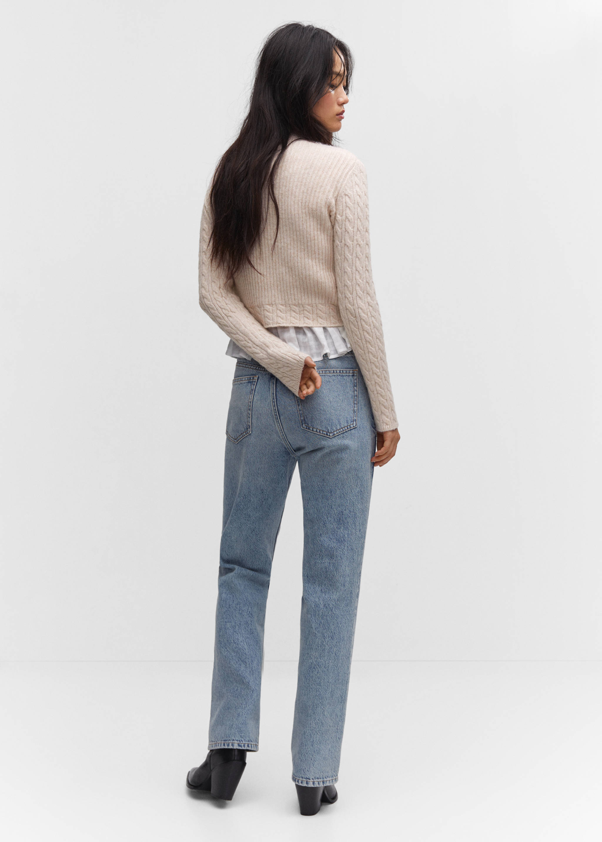 Braided sweater with perkins neck - Reverse of the article