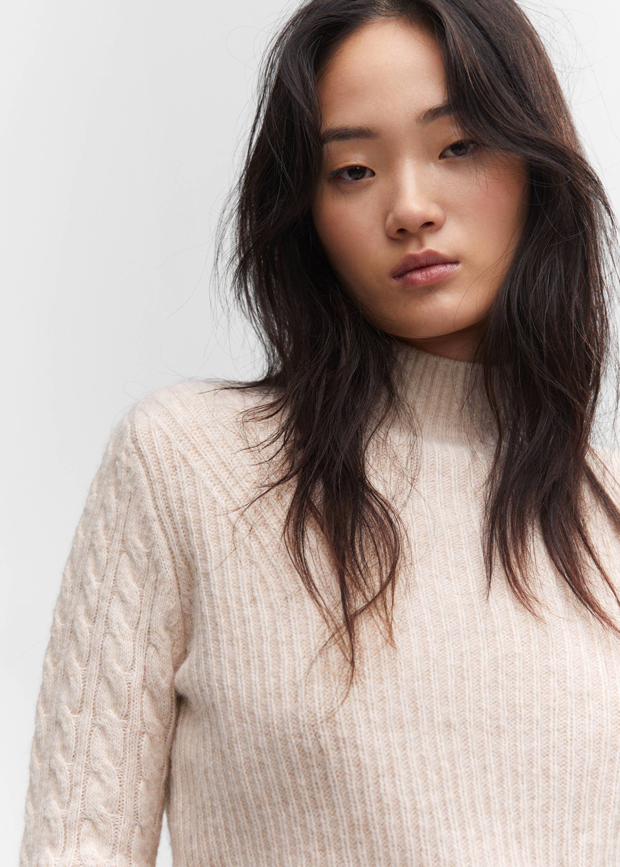 Braided sweater with perkins neck - Details of the article 1