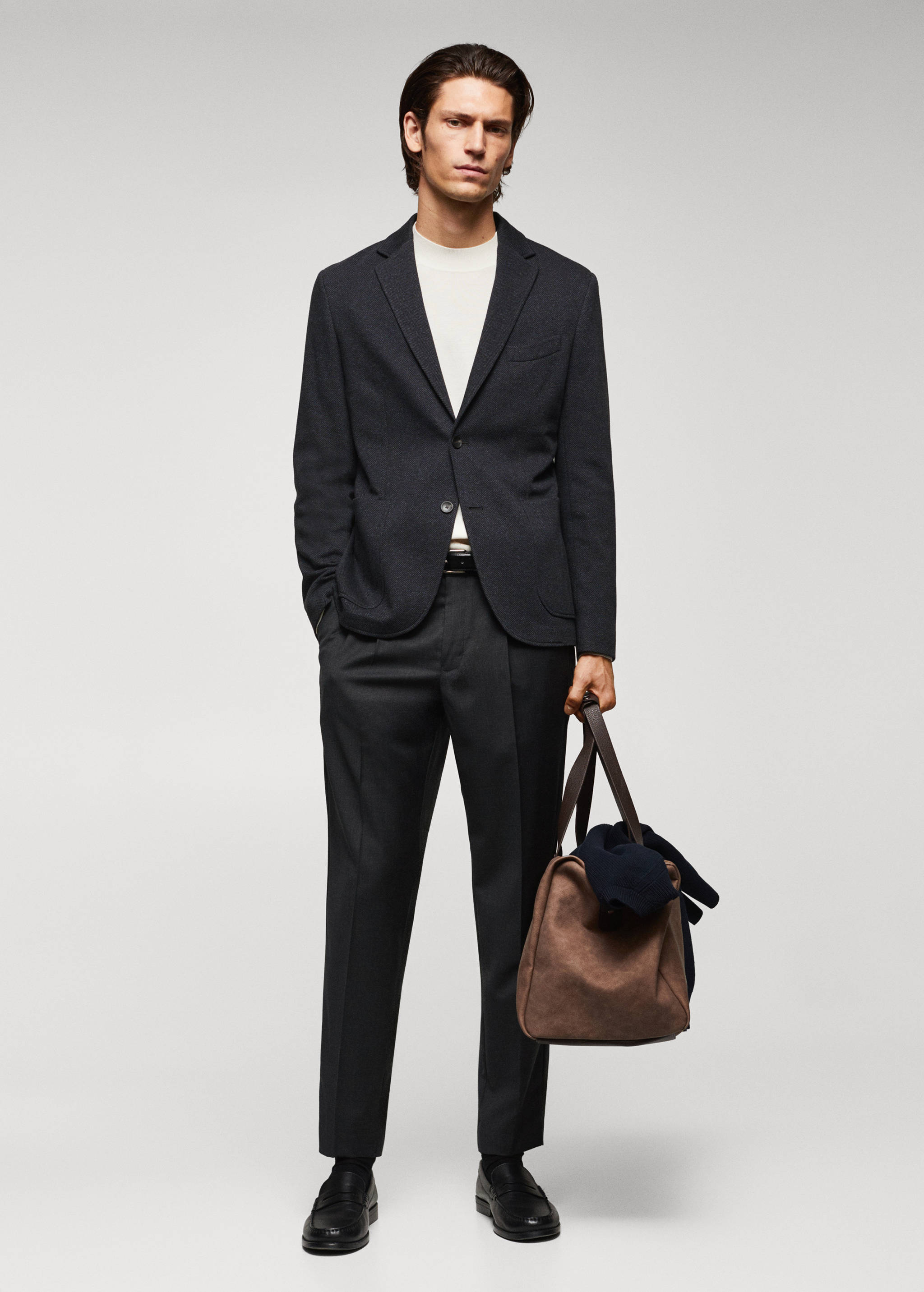 Slim Fit-Sakko mit Hahnentrittmuster - Allgemeine Ansicht